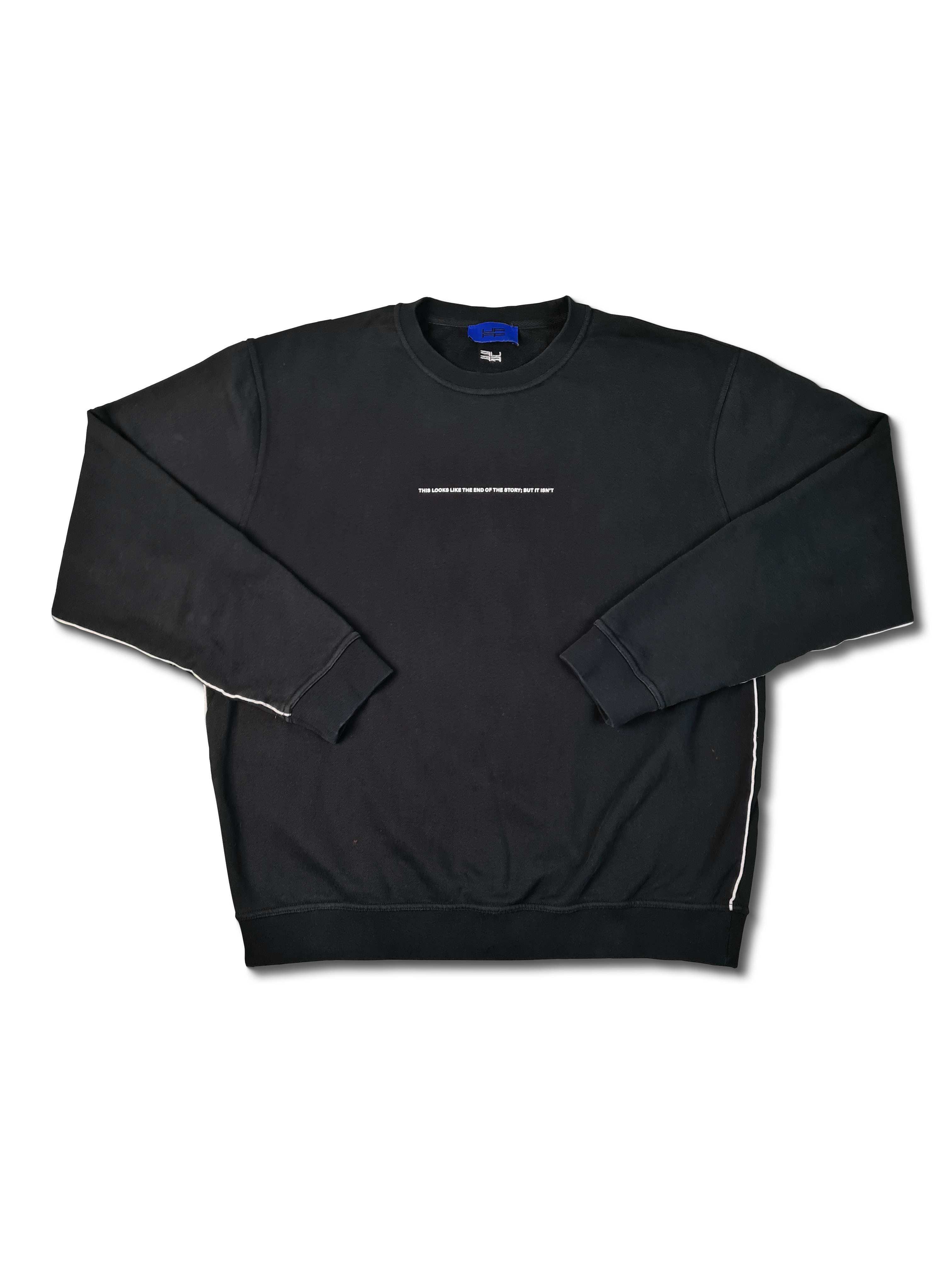 Moderner Ufff.Studio Sweater "This looks like the end of the story; but it isn't" Schwarz L - RareRags