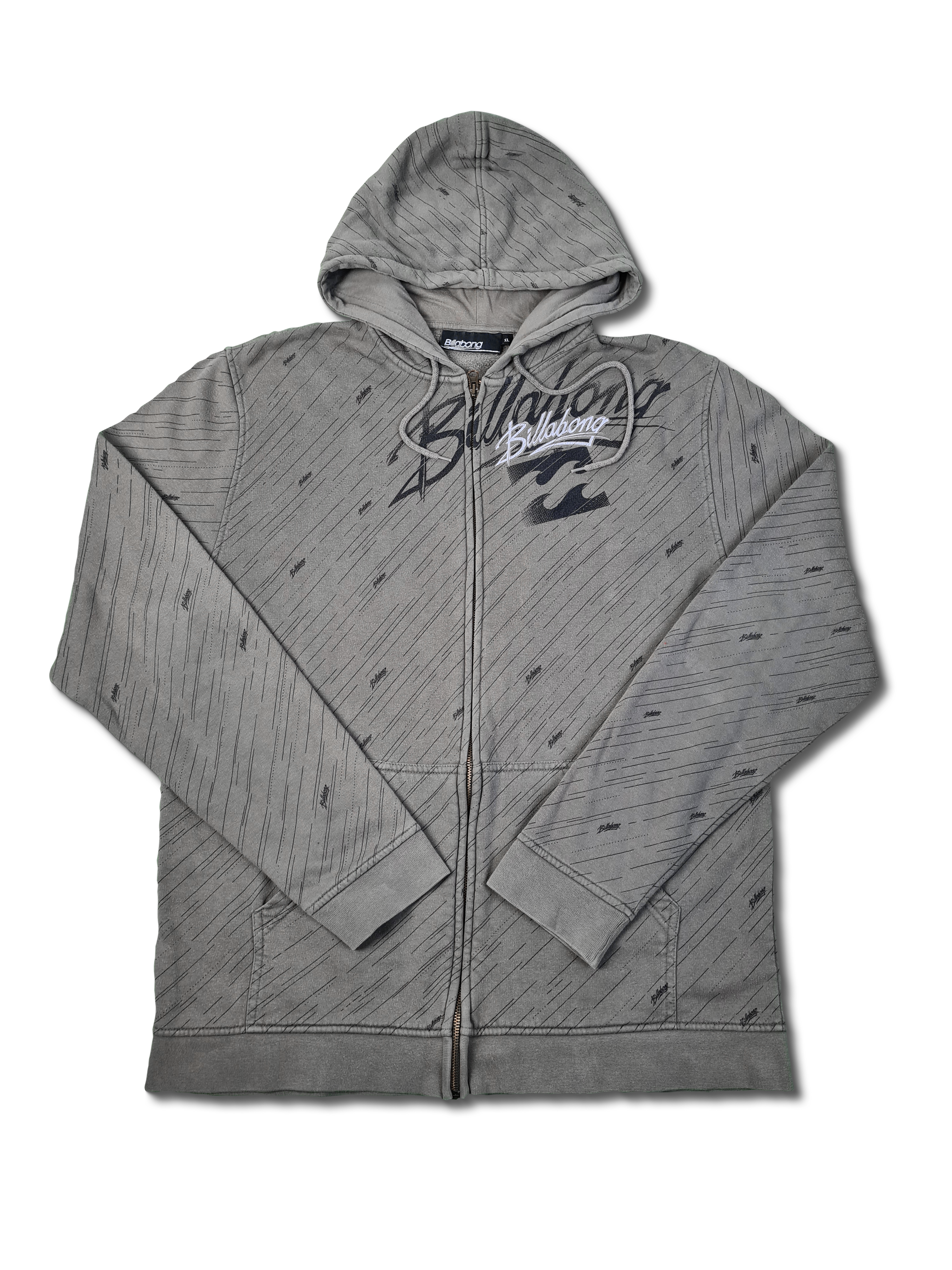 Y2K Billabong Hoodie Mit Zip Surfing Braun L-XL - RareRags