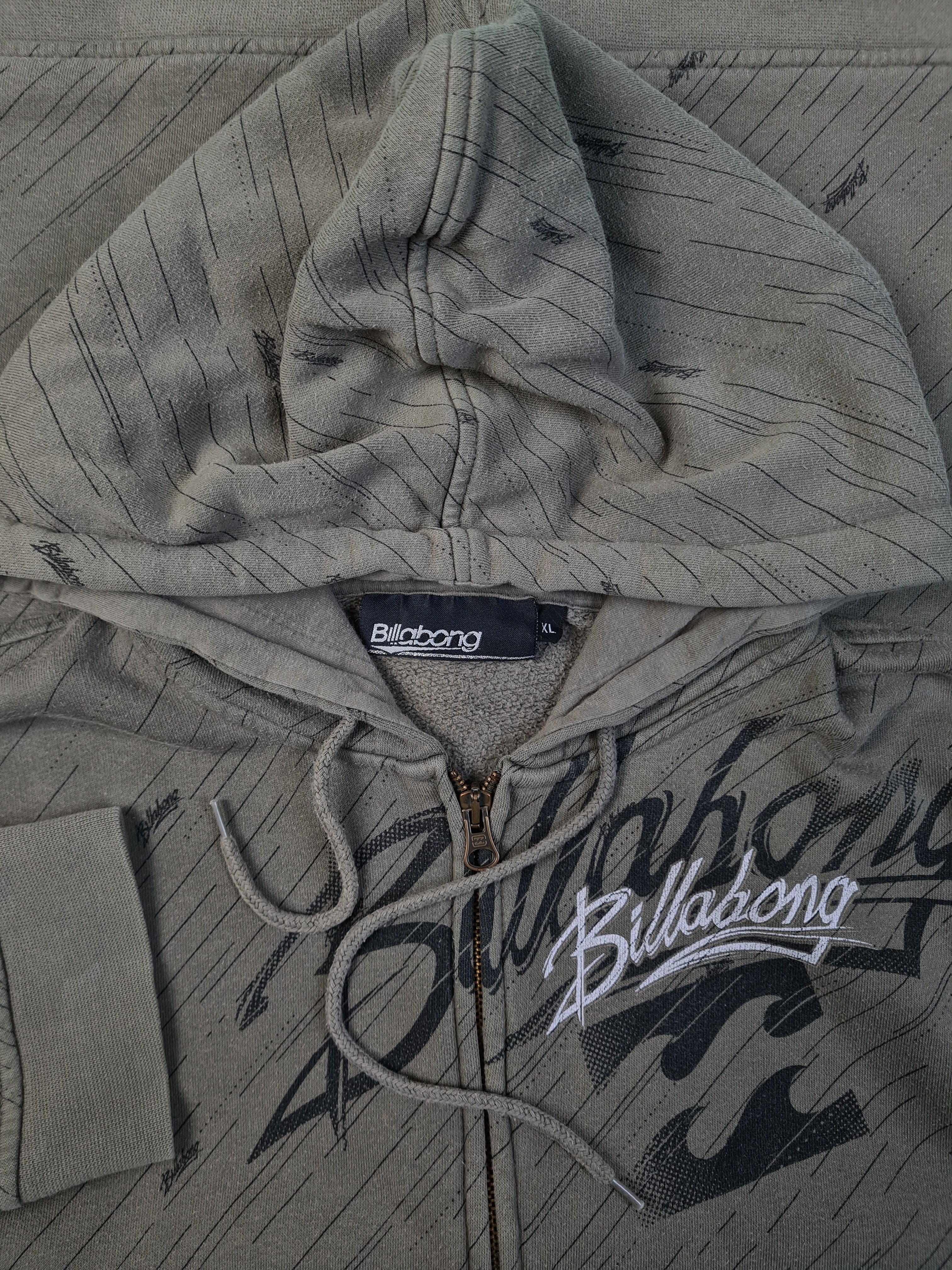 Y2K Billabong Hoodie Mit Zip Surfing Braun L-XL - RareRags