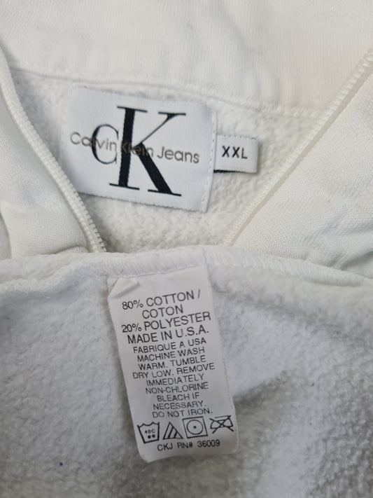 Vintage Calvin Klein Pullover 80s Halfzip Made In USA Weiß XXL