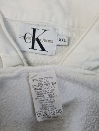 Vintage Calvin Klein Pullover 80s Halfzip Made In USA Weiß XXL