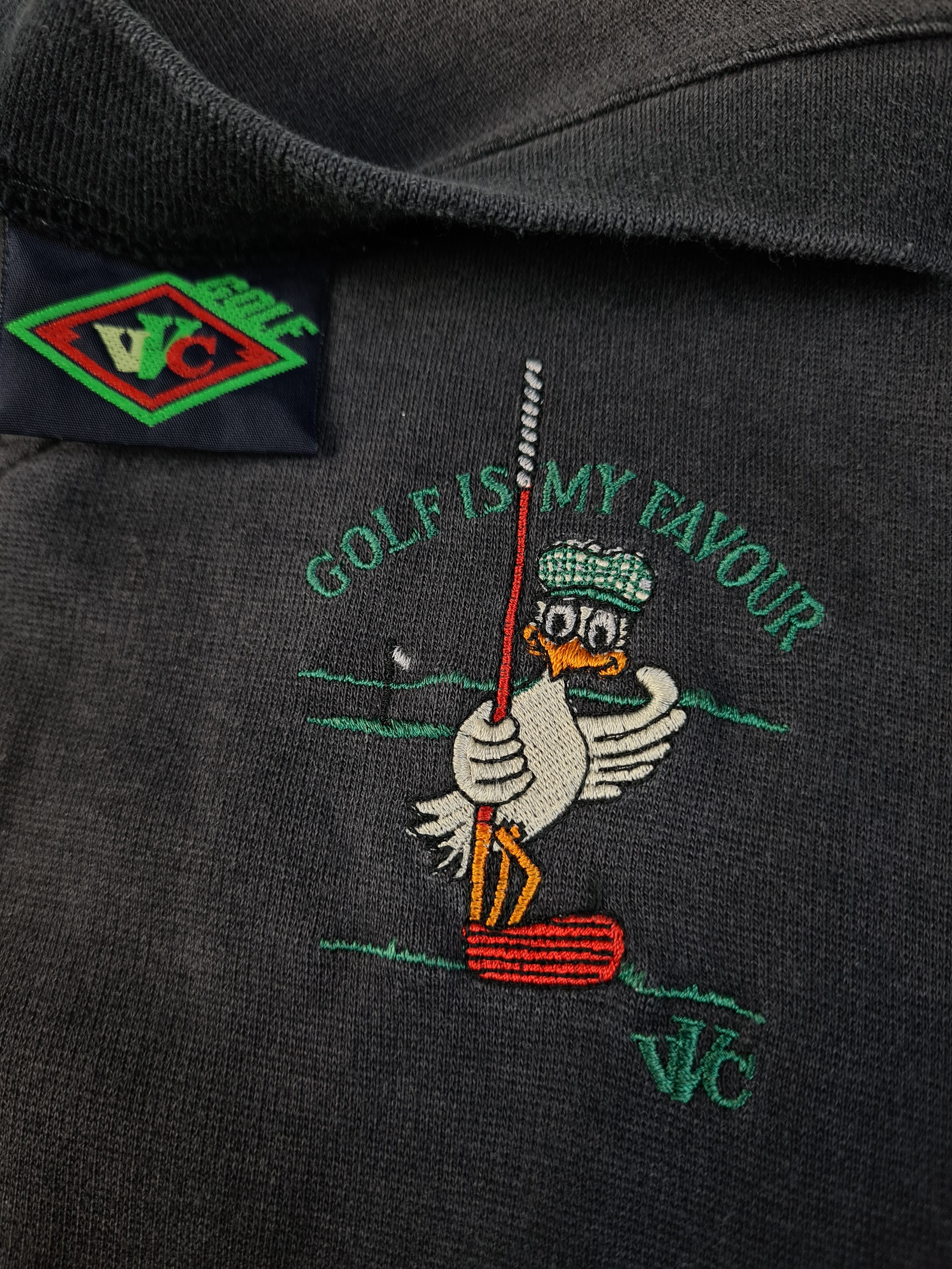 Vintage VVC Pullunder Golf Is My Favour Bestickt Grau Schwarz XL - RareRags