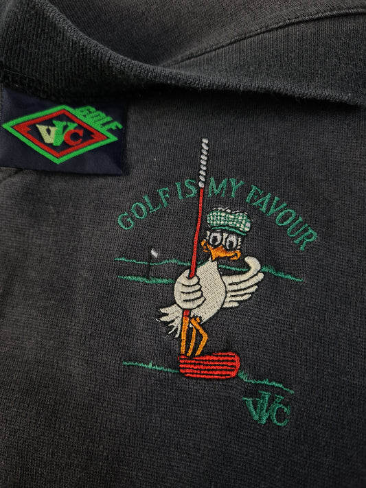 Vintage VVC Pullunder Golf Is My Favour Bestickt Grau Schwarz XL