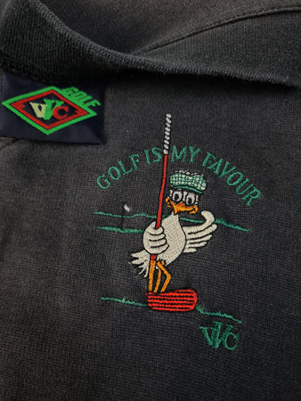 Vintage VVC Pullunder Golf Is My Favour Bestickt Grau Schwarz XL