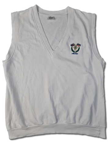 Vintage Head Pullunder Tennis Sport Bestickt Weiß (56) L-XL
