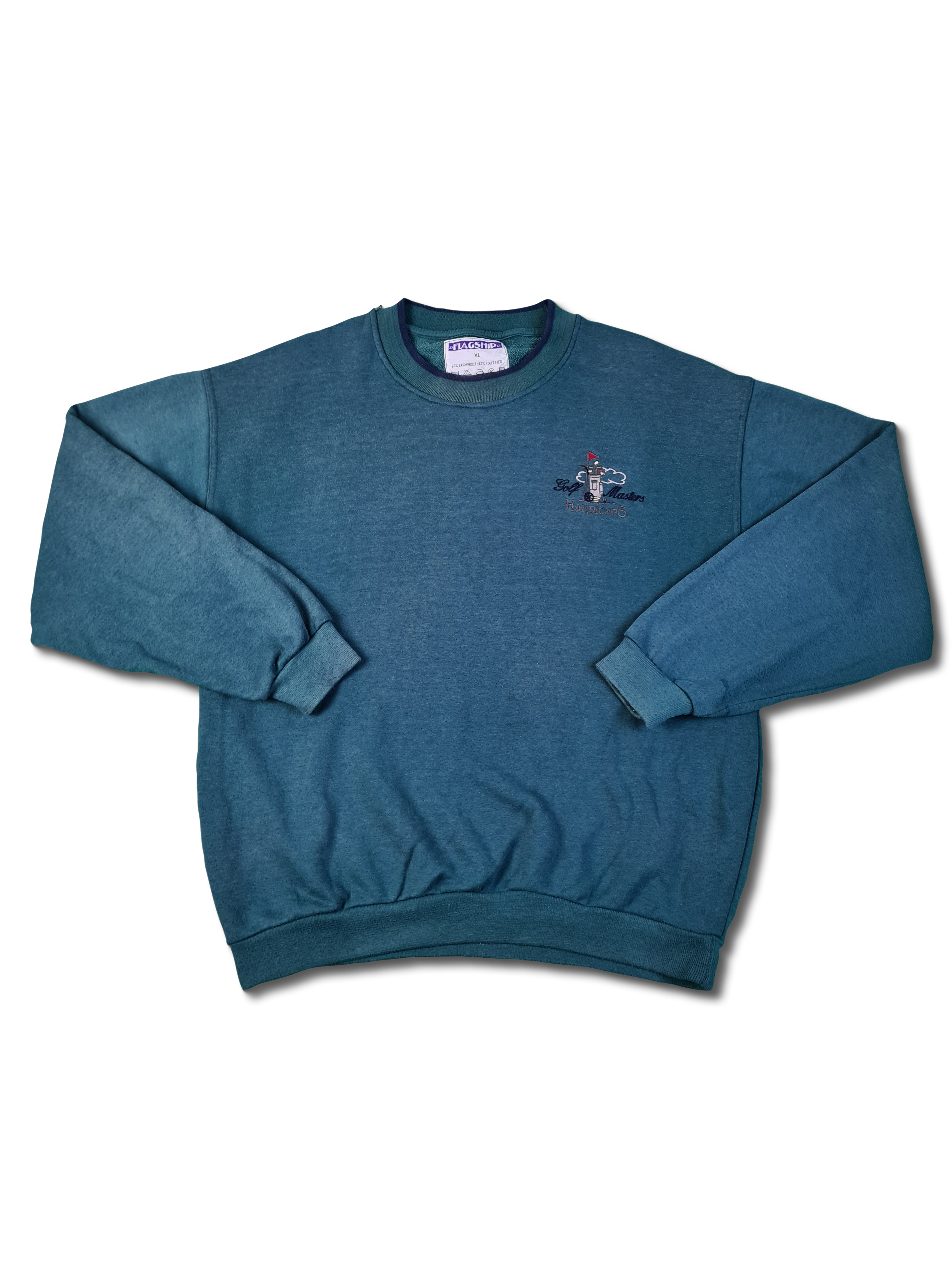 Vintage Flagship Sweater Handicap Bestickt Basic Grün XL - RareRags