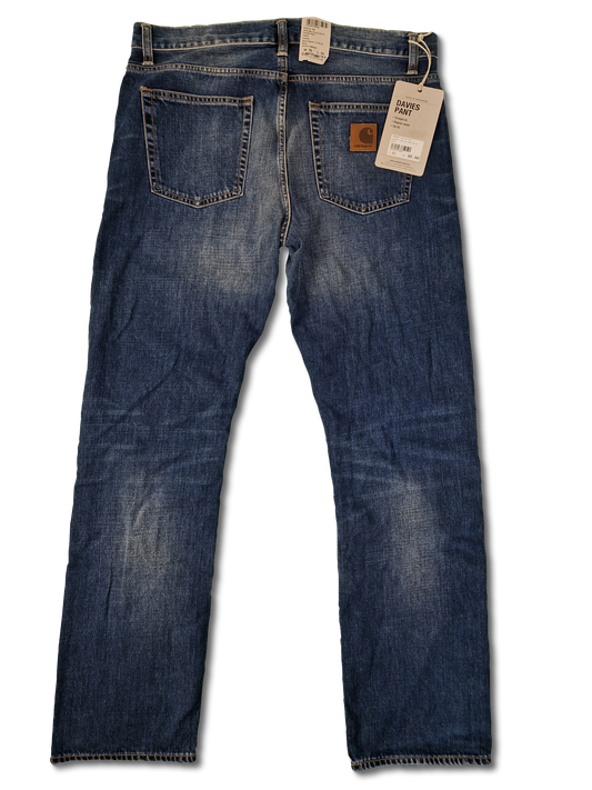 Moderne Carhartt Jeans Davies Pant Straight Fit Regular Waist Zip Fly Strand Washed W33L32