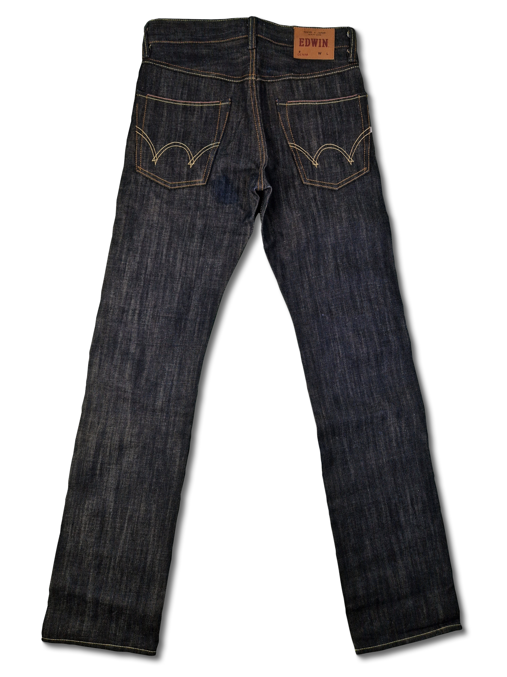 Moderne Edwin Jeans E-47 Regular Japanese Denim Rainbow Selvedge Dunkelblau 28x34 - RareRags