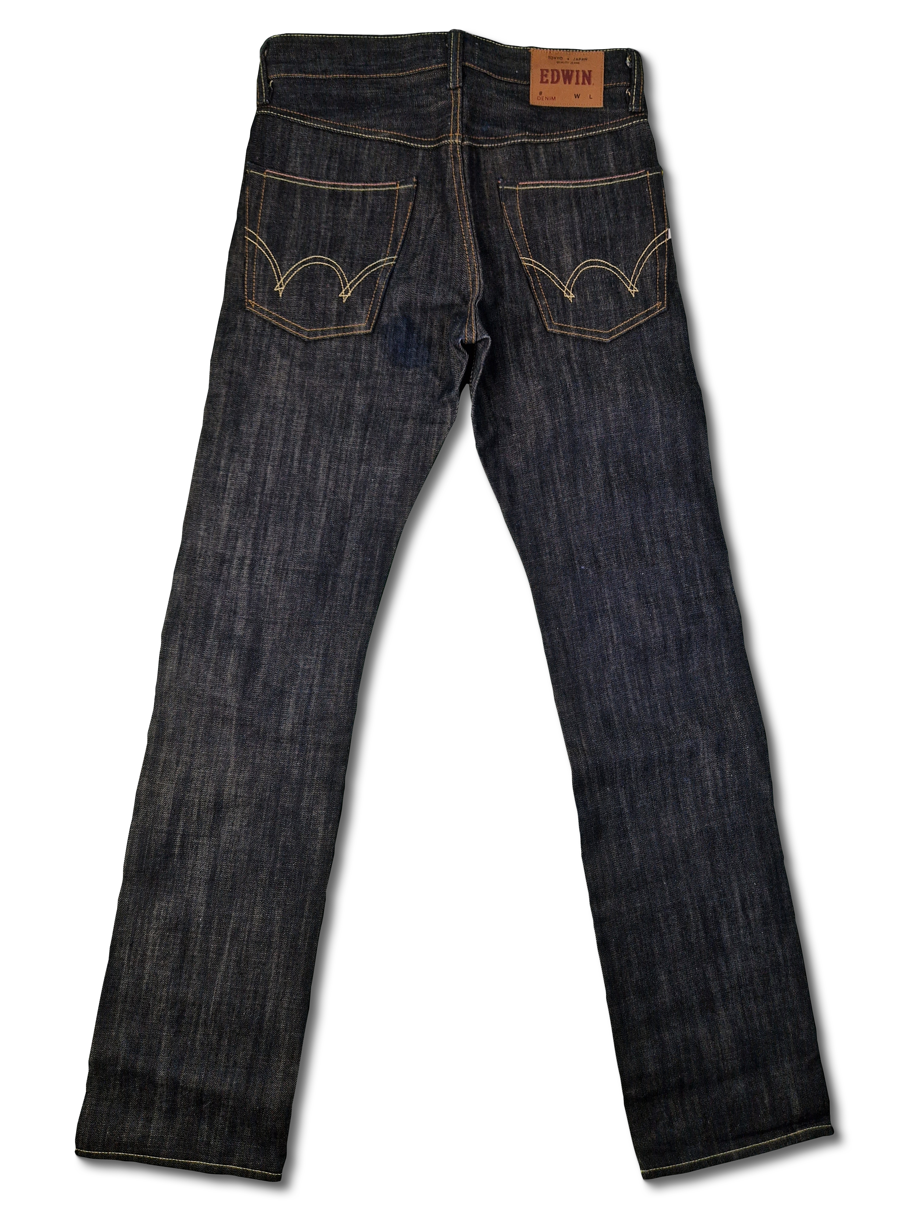Moderne Edwin Jeans E-47 Regular Japanese Denim Rainbow Selvedge Dunkelblau 28x34 - RareRags