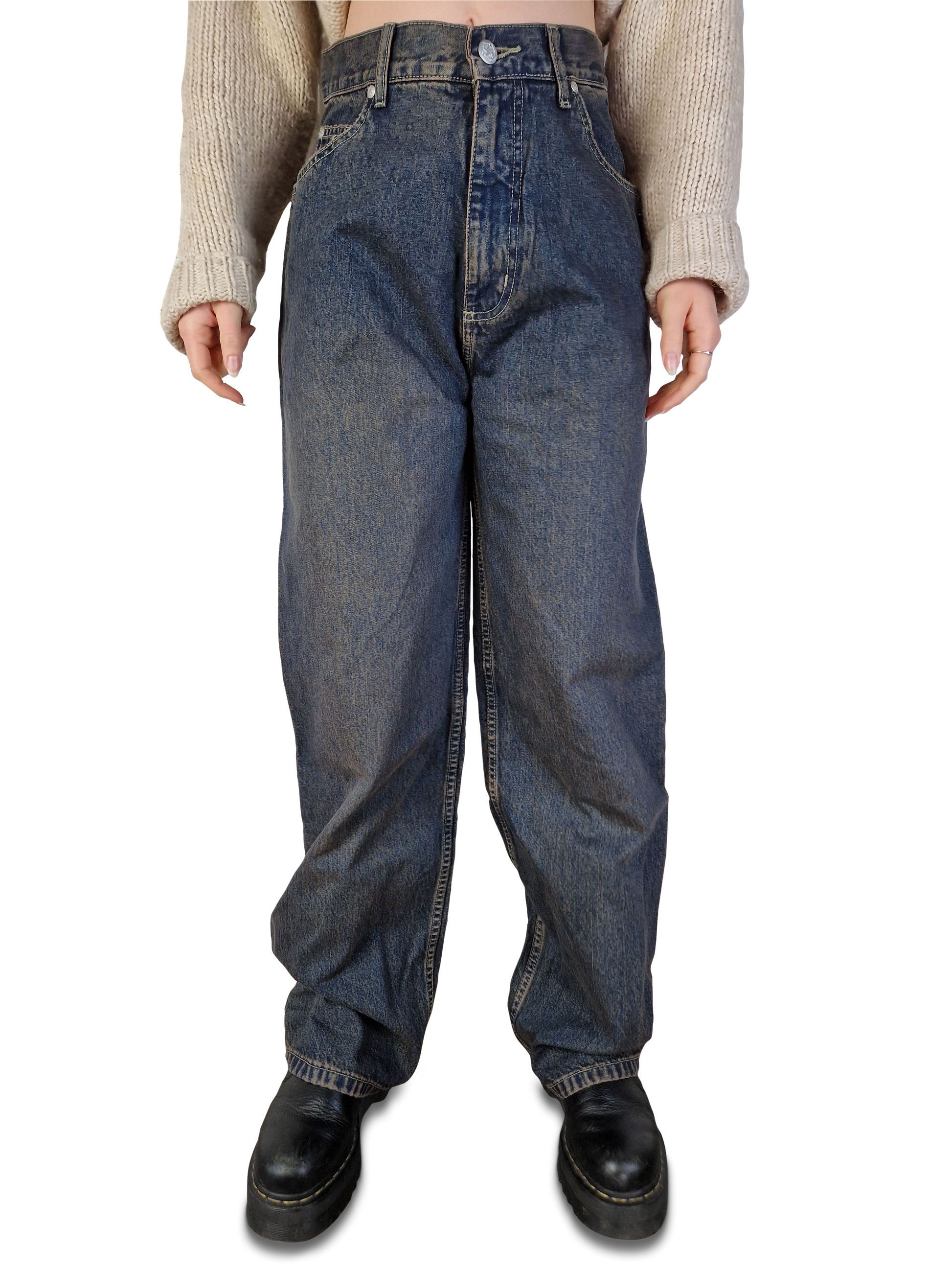 Y2K Tribal Denim Jeans Deadstock Baggy W28 L30 - RareRags