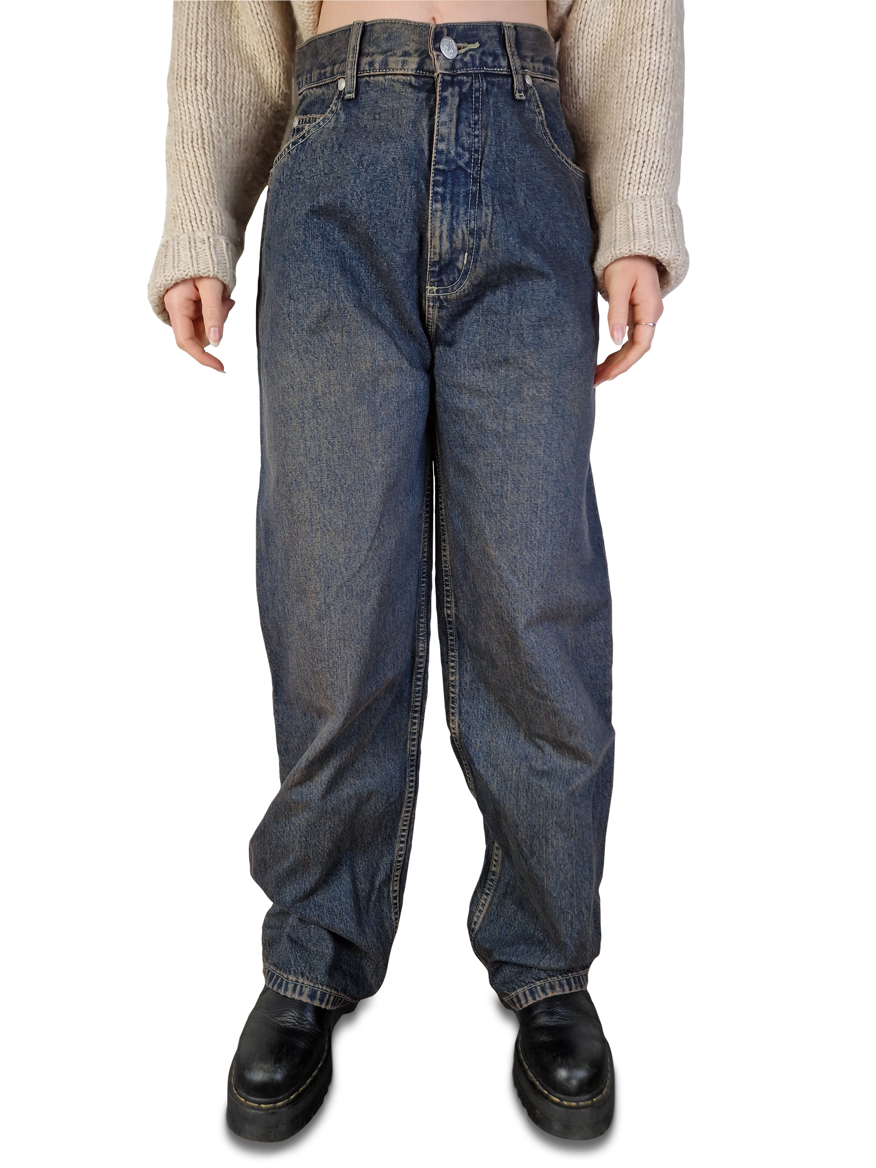 Y2K Tribal Denim Jeans Deadstock Baggy W28 L30 - RareRags