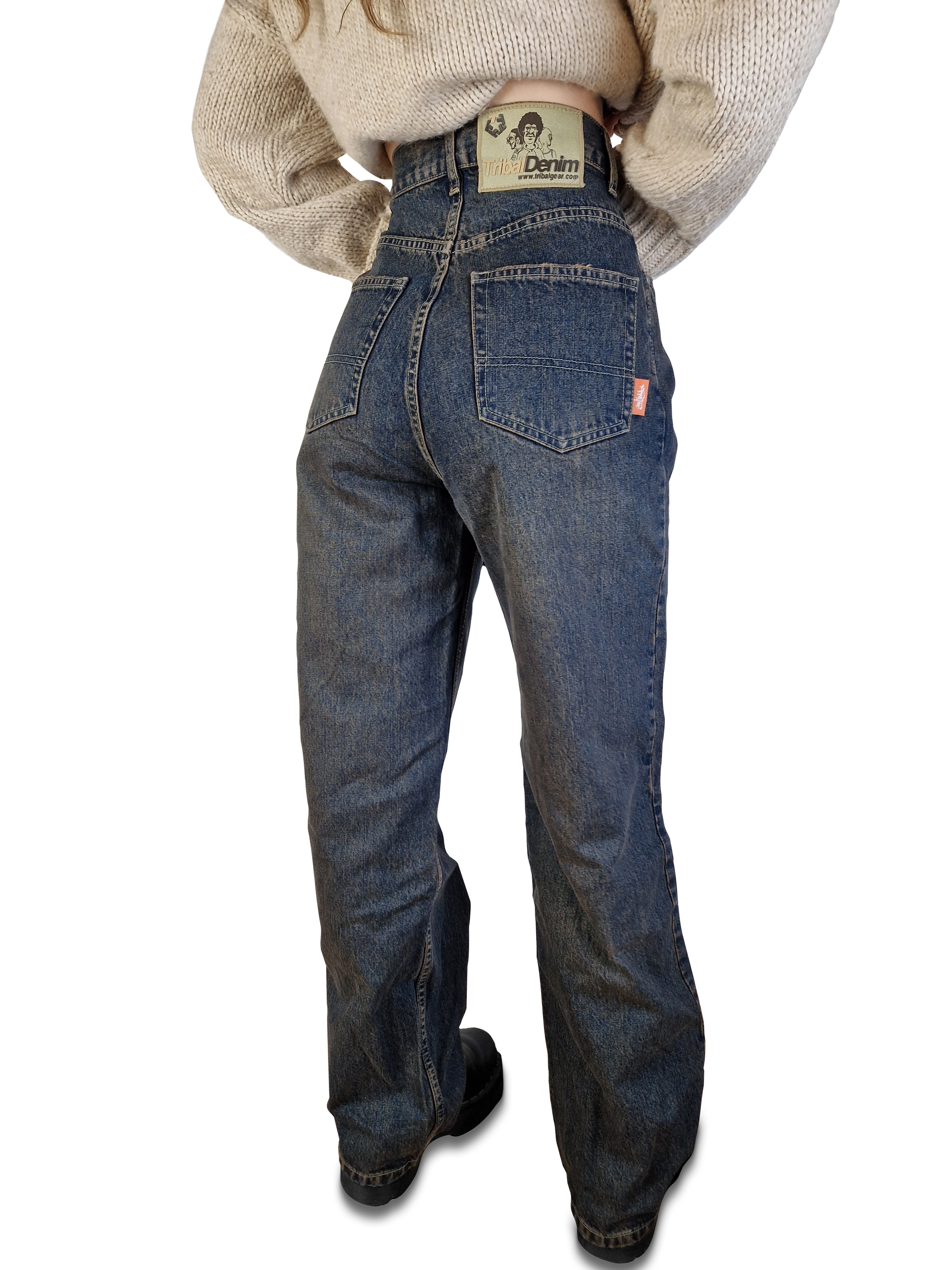 Y2K Tribal Denim Jeans Deadstock Baggy W28 L30 - RareRags