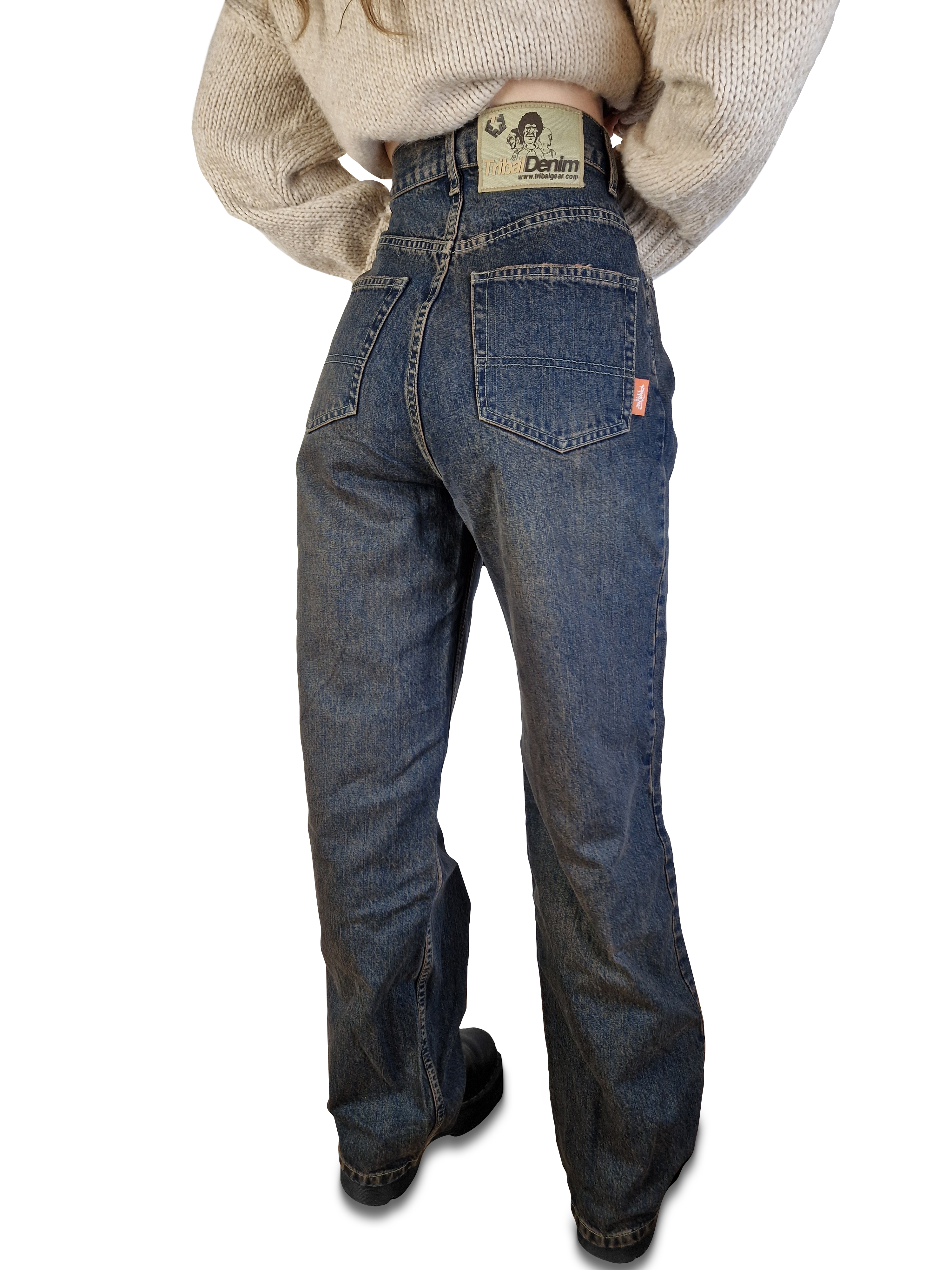 Y2K Tribal Denim Jeans Deadstock Baggy W28 L30 - RareRags
