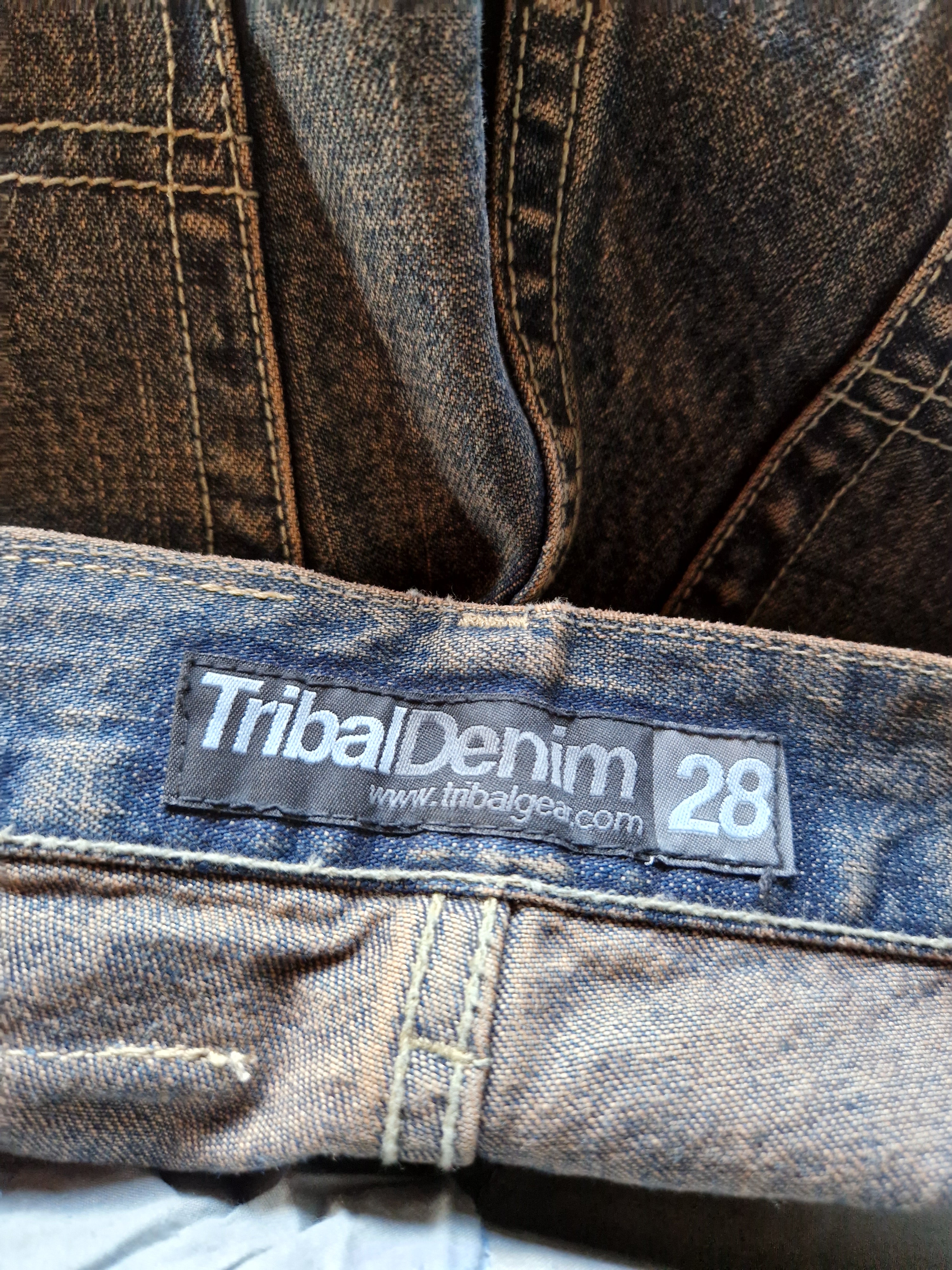 Y2K Tribal Denim Jeans Deadstock Baggy W28 L30 - RareRags