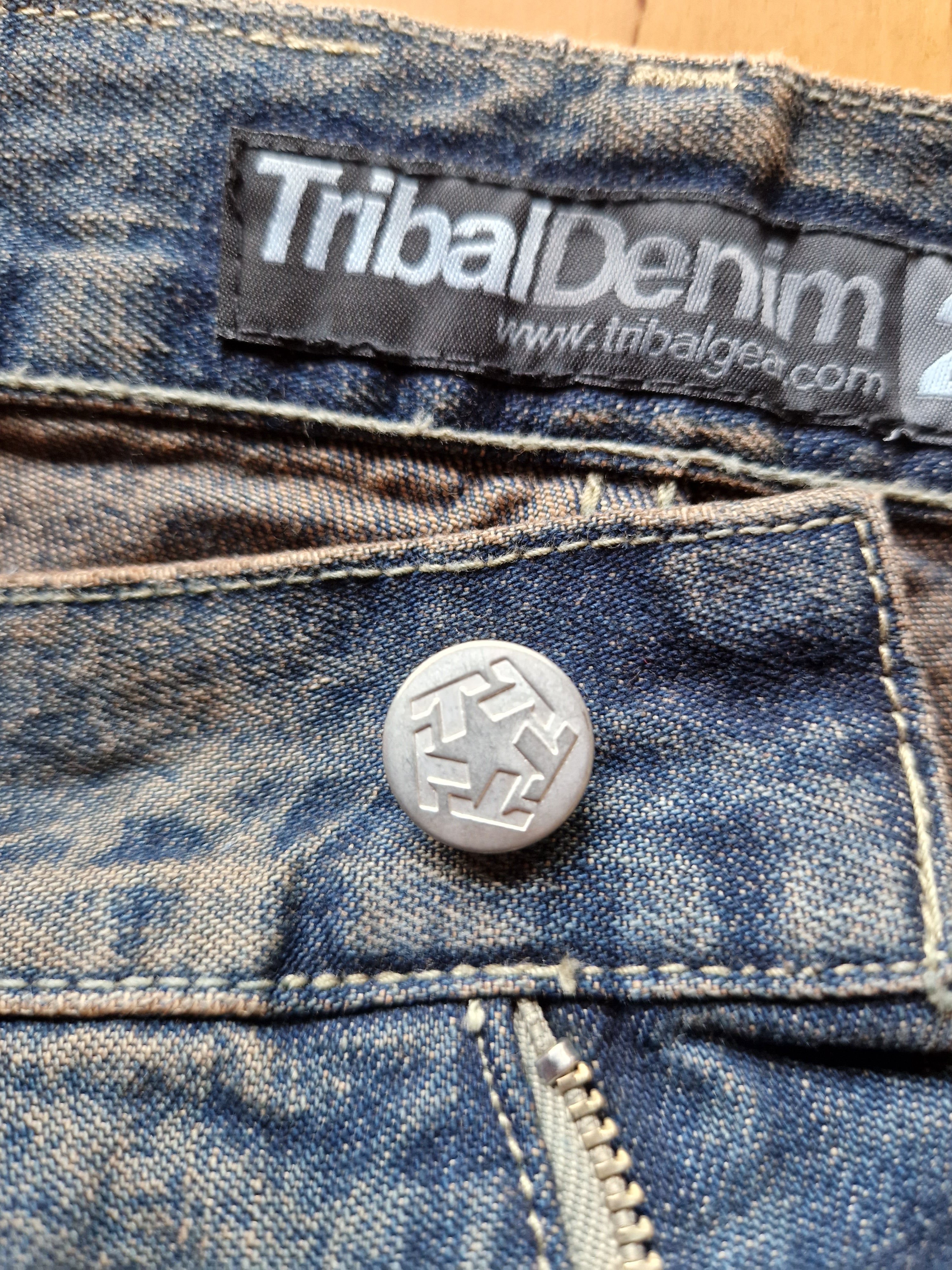 Y2K Tribal Denim Jeans Deadstock Baggy W28 L30 - RareRags