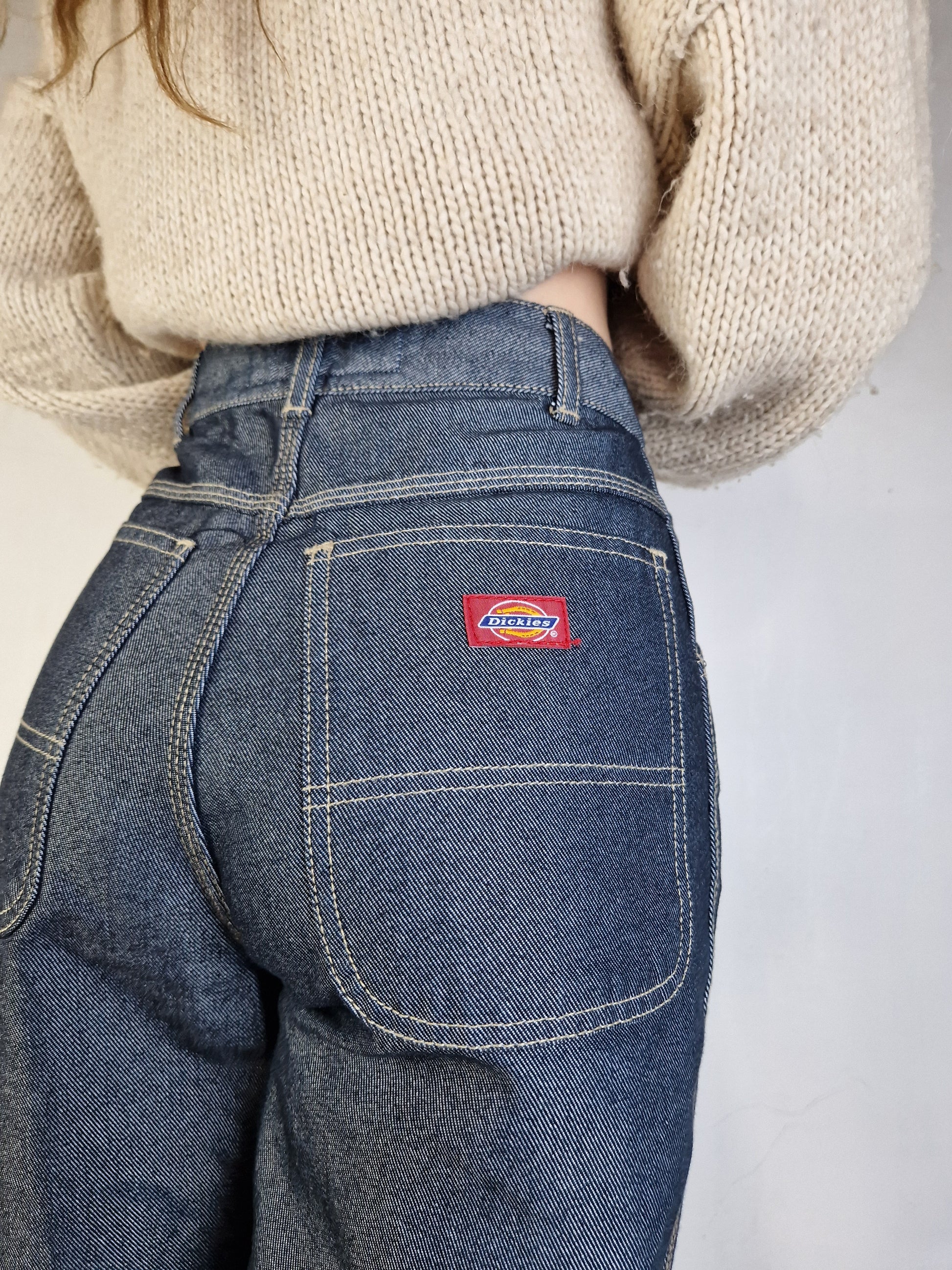 Y2K Dickies Jeans Baggy Deadstock Silbern W28 L32 - RareRags