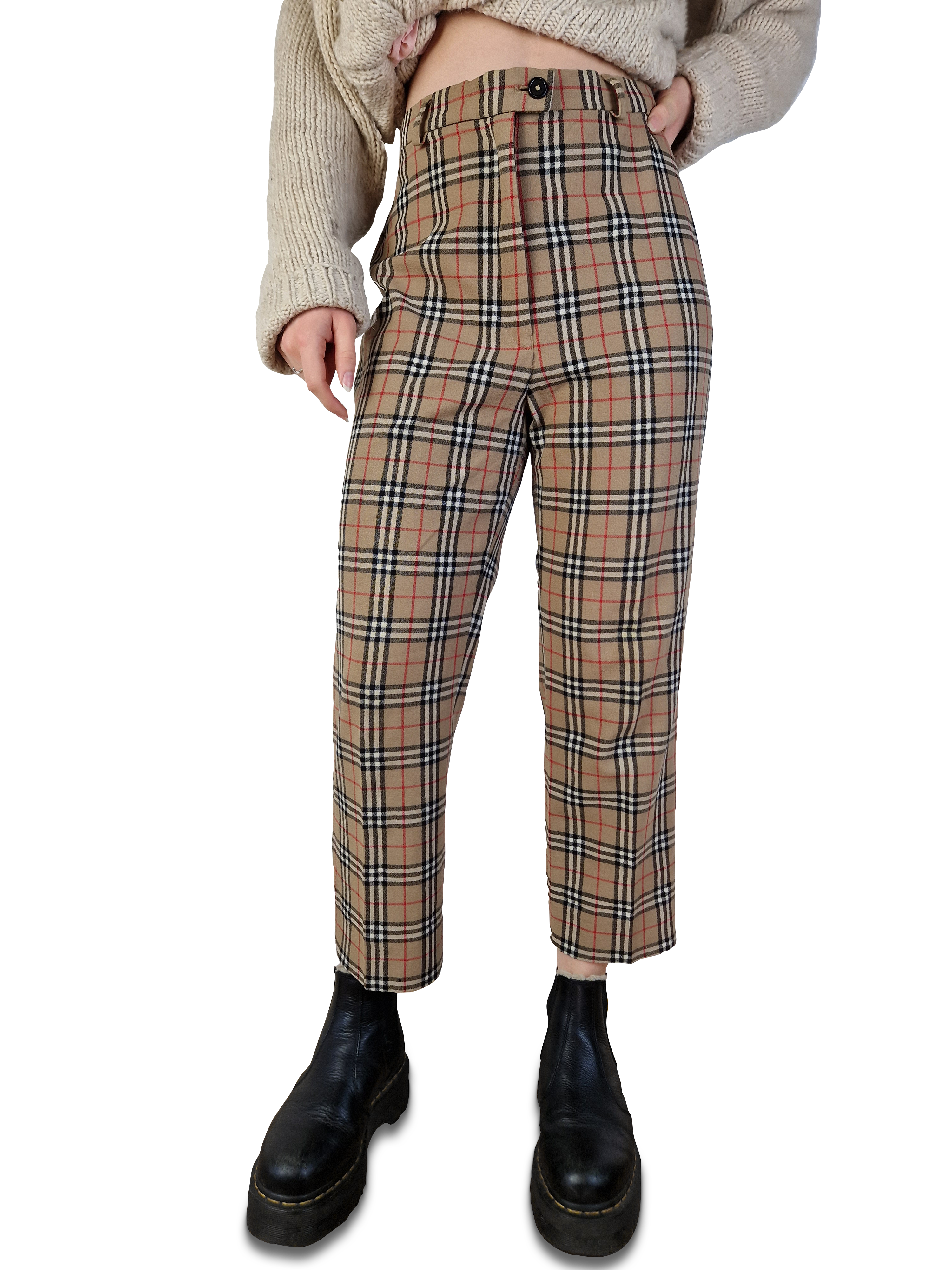 Vintage Burberrys Hose Dünn Nova Check Made In England XS-S - RareRags
