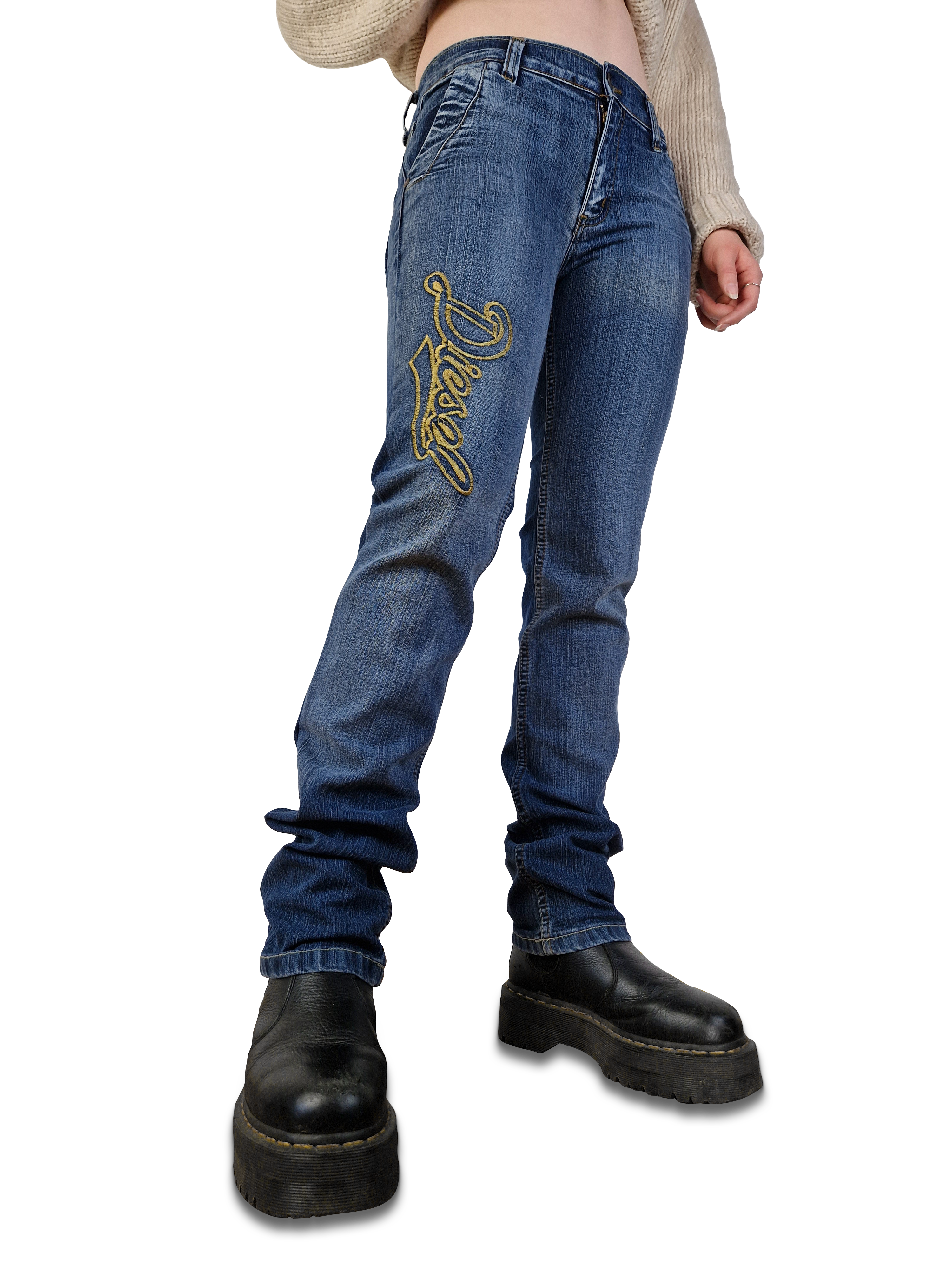 Y2K Diesel Jeans Spellout Low Waist Made In Italy 29 - RareRags