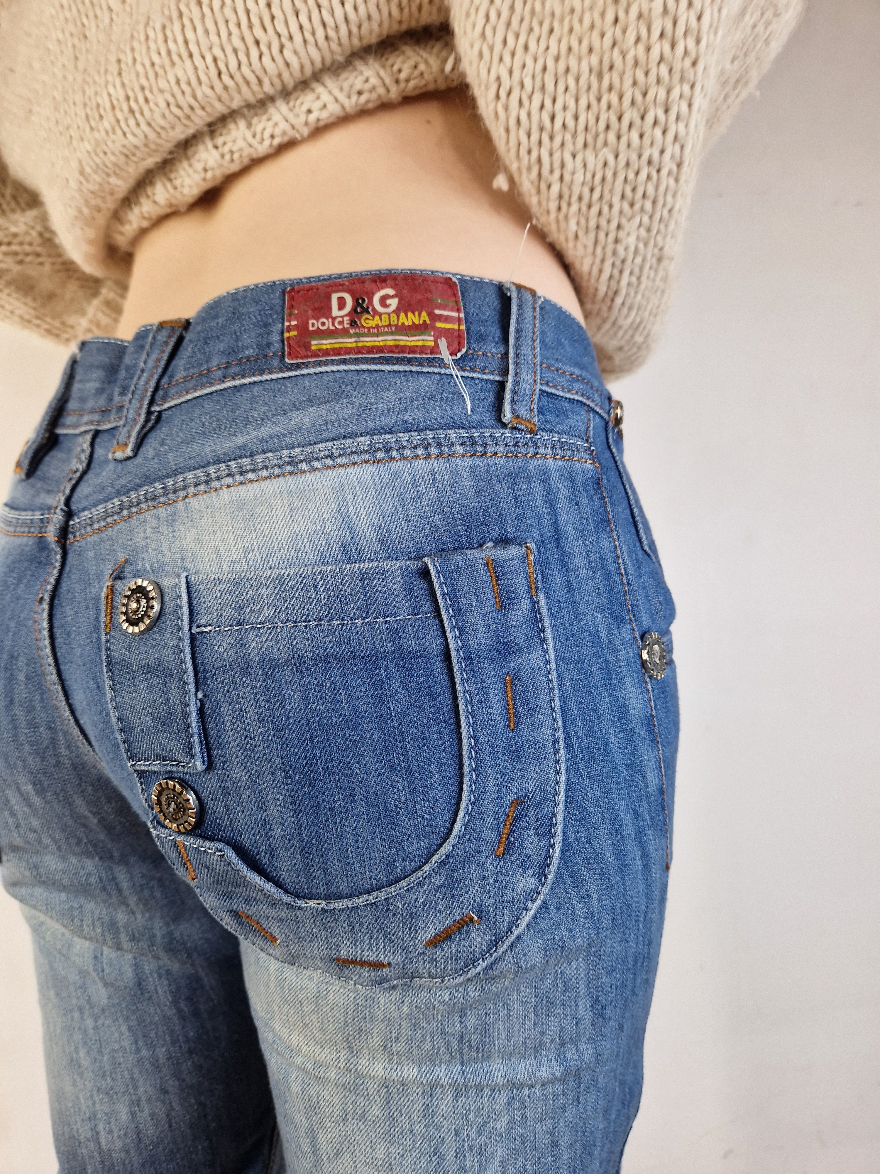Y2K Dolce & Gabbana Jeans Made In Italy Low Waist Skinny XS-S - RareRags