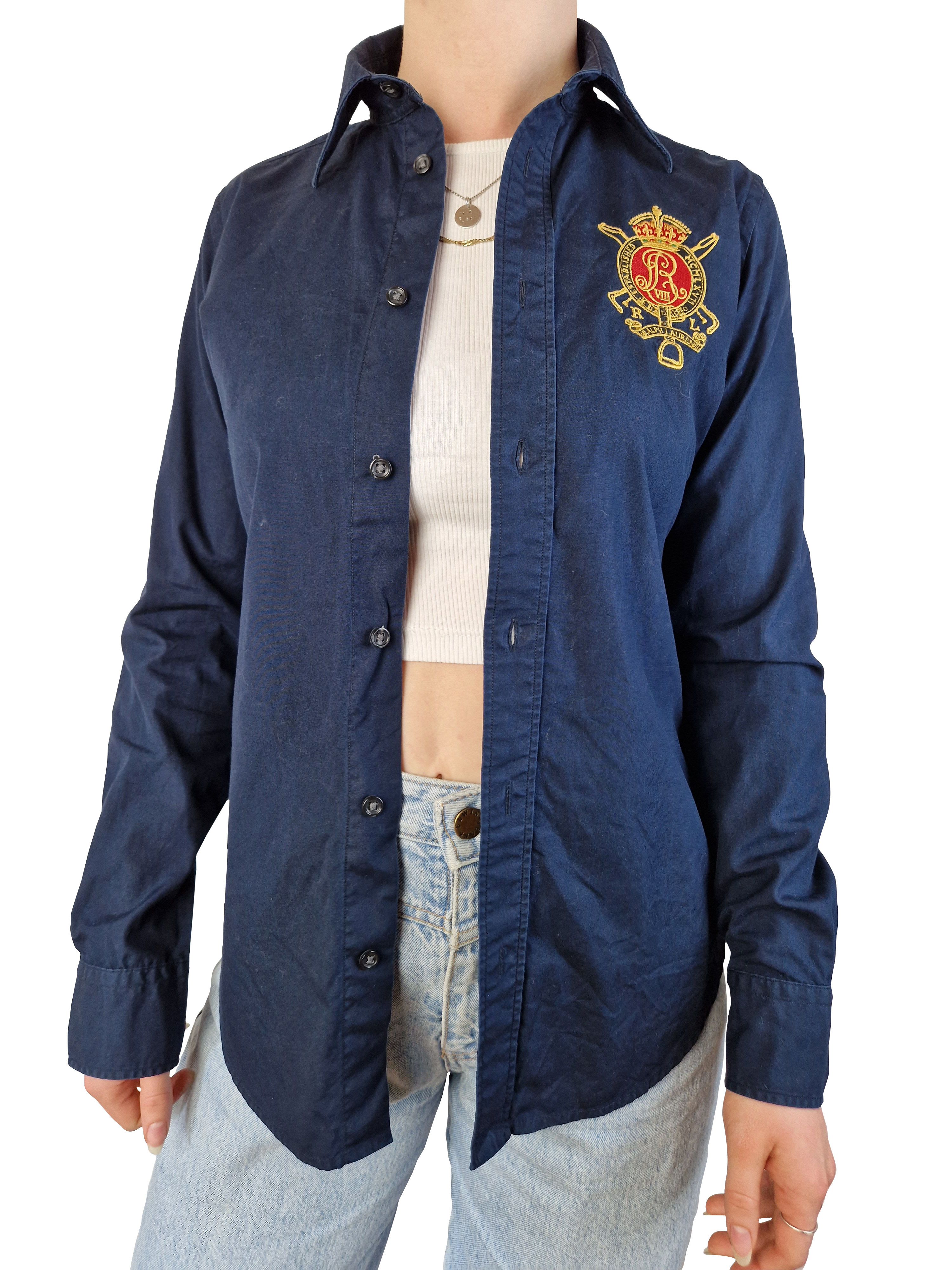 Modernes Ralph Lauren Sport Hemd Basic Dunkelblau (2) S-M - RareRags