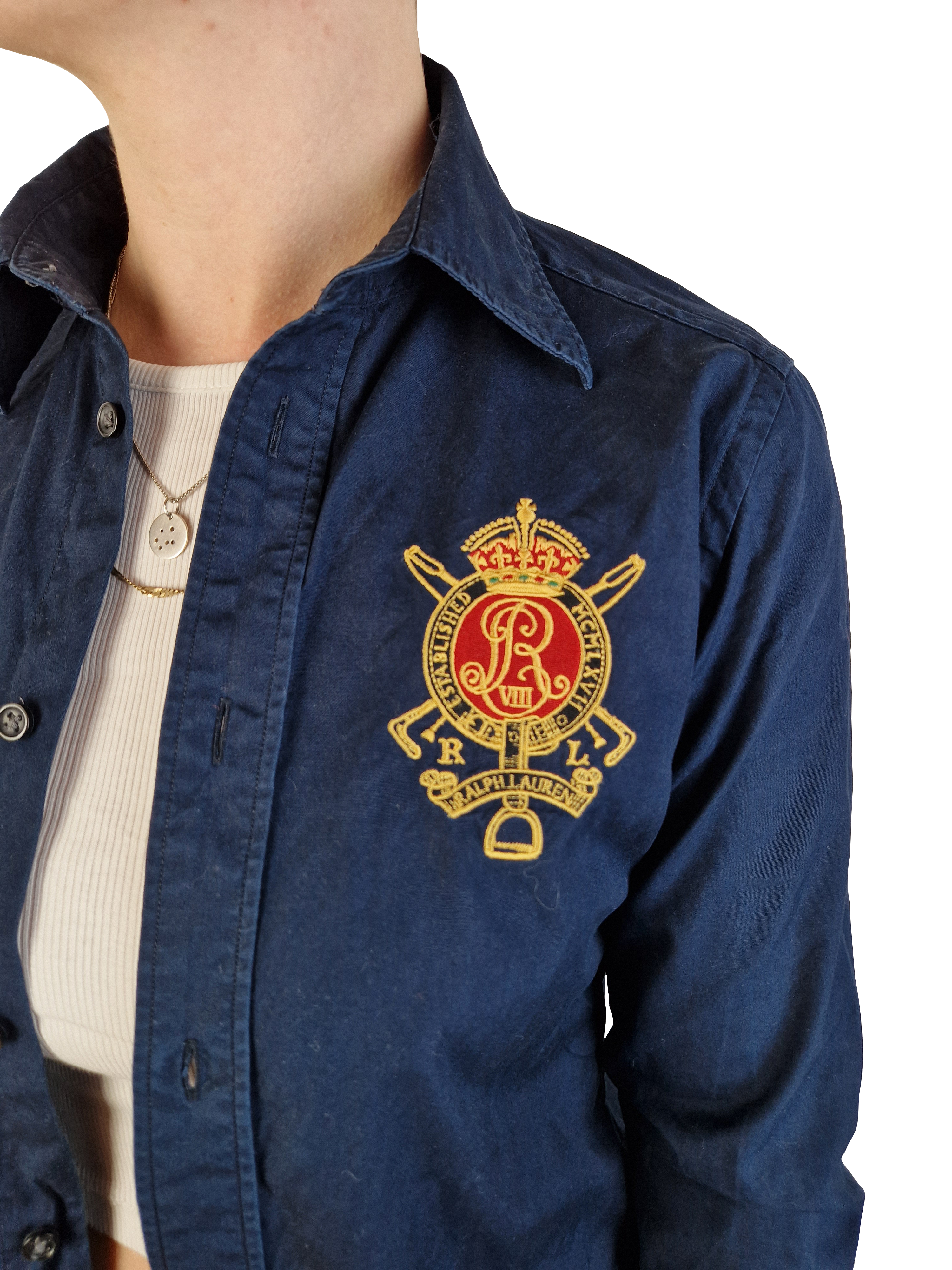 Modernes Ralph Lauren Sport Hemd Basic Dunkelblau (2) S-M - RareRags