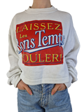 Vintage Fruit Of The Loom Sweater Made In USA French Cropped 50/50 Weiß L