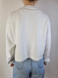 Vintage Fruit Of The Loom Sweater Made In USA French Cropped 50/50 Weiß L
