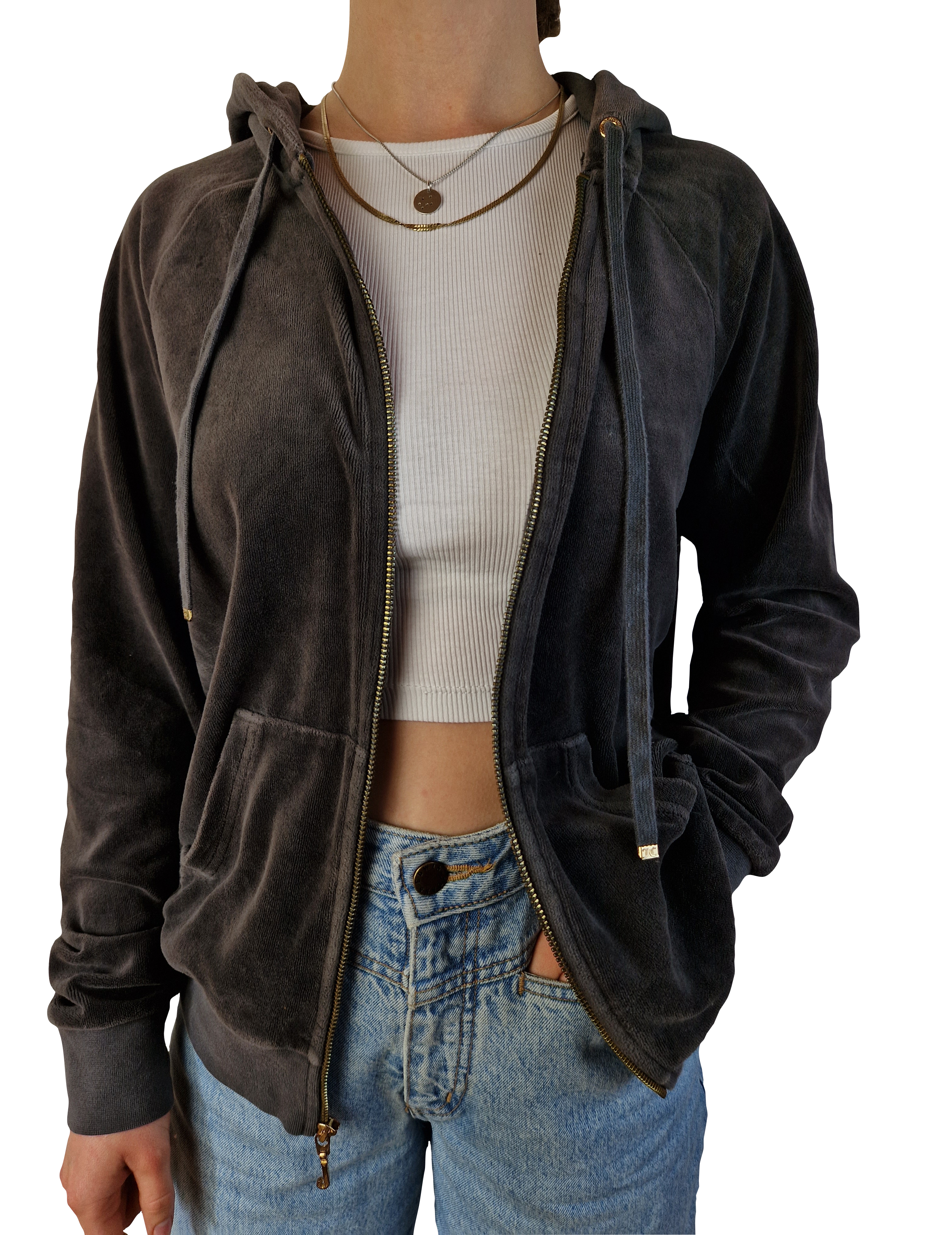 Y2K Juicy Jacke Velour Goldene Schrift S - RareRags