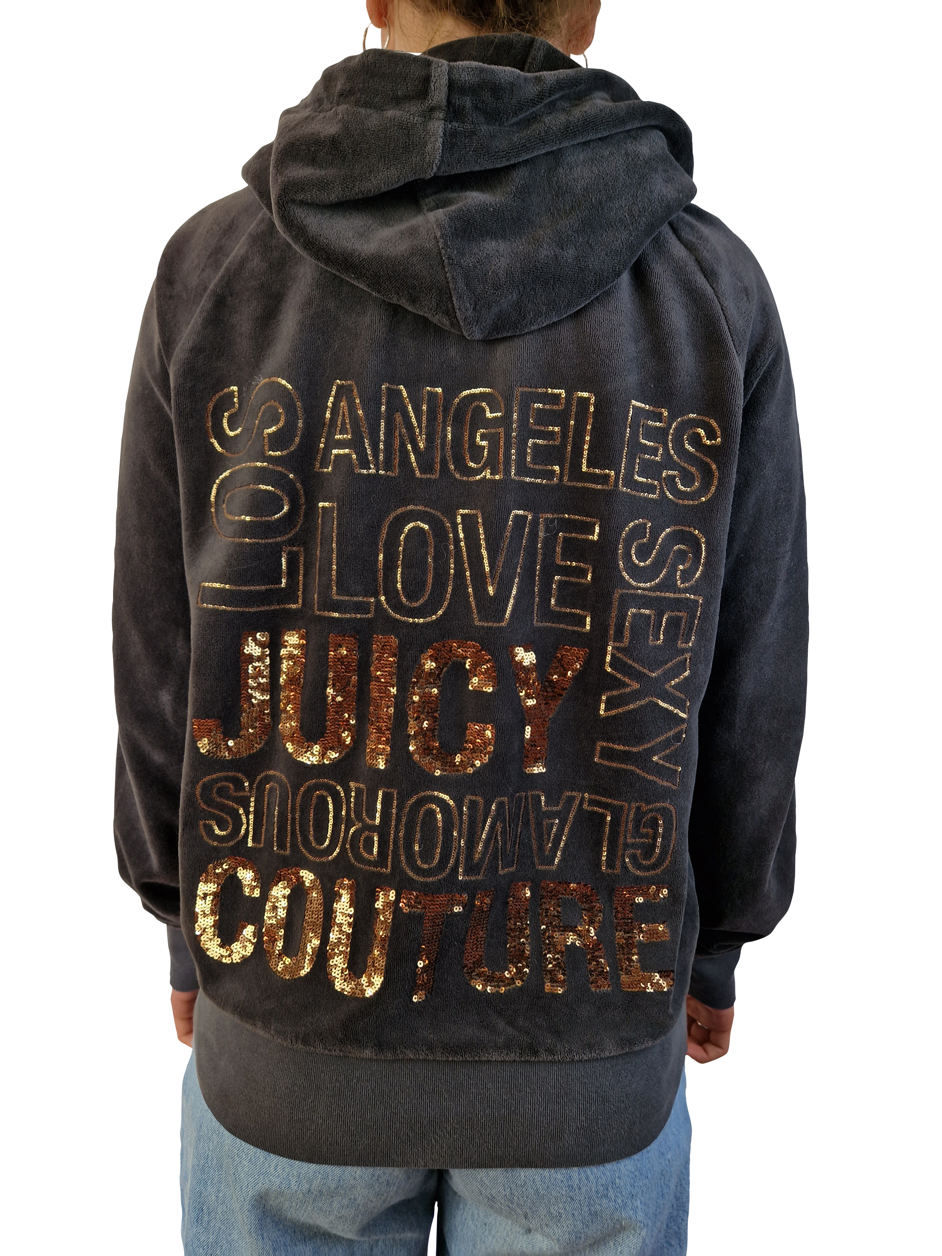 Y2K Juicy Jacke Velour Goldene Schrift S - RareRags