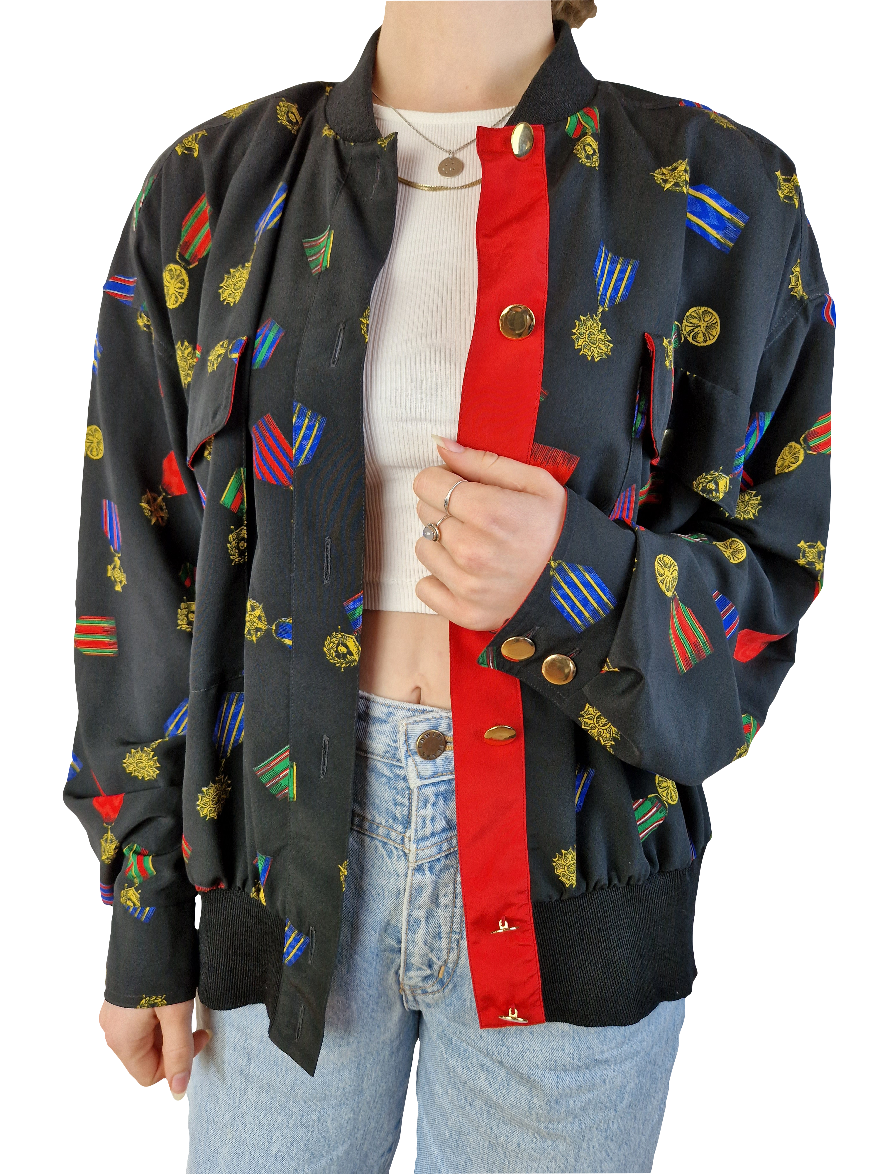 Vintage Hardob Blouson Made In West Germany 80s Orden Grafik Schwarz (46) S-M - RareRags