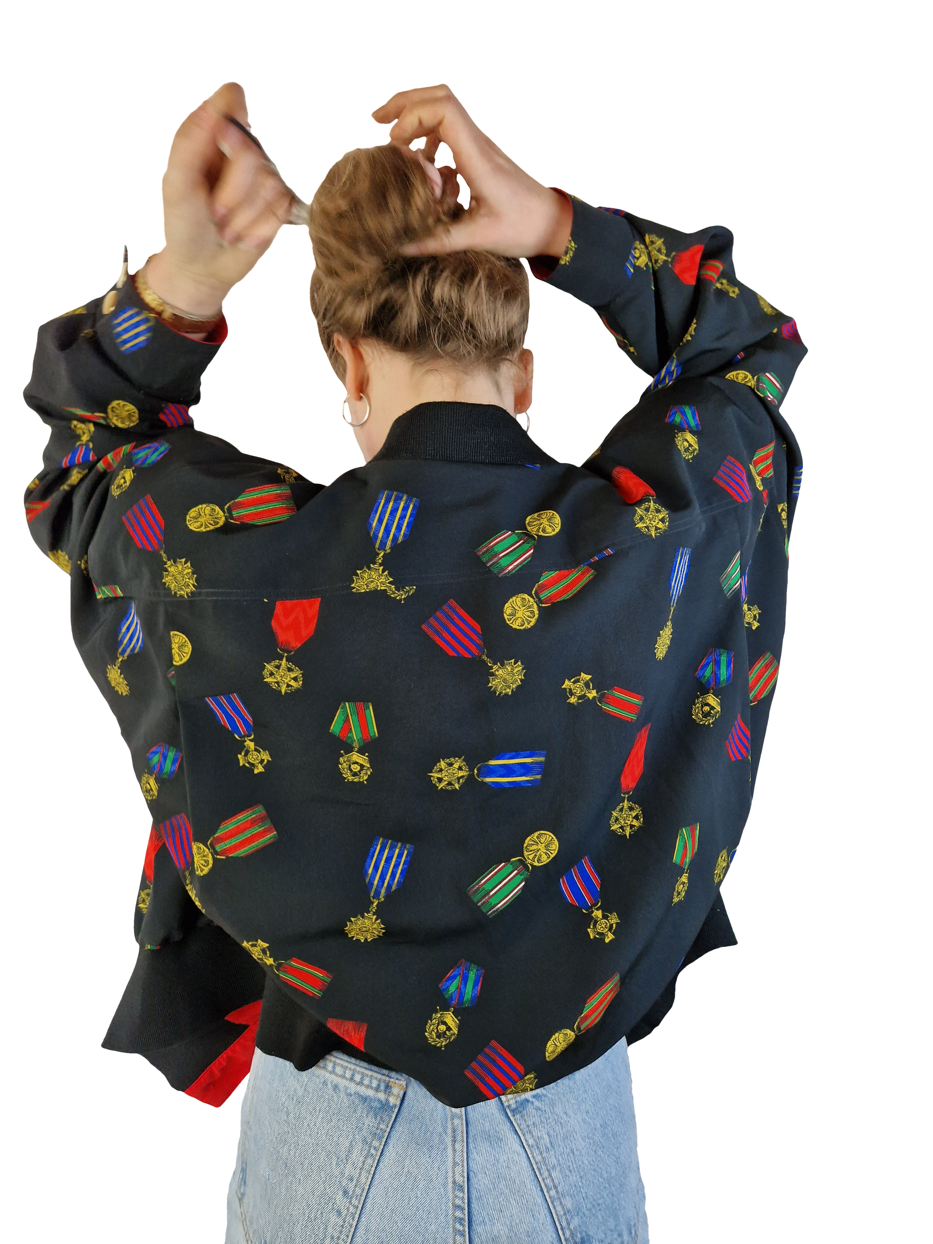 Vintage Hardob Blouson Made In West Germany 80s Orden Grafik Schwarz (46) S-M - RareRags
