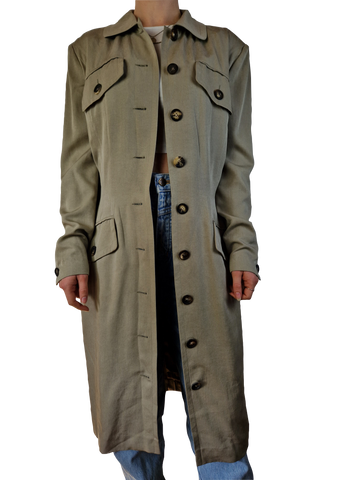 Vintage Jil Sander Trenchcoat Seide 80s Made In West Germany (38) M-L