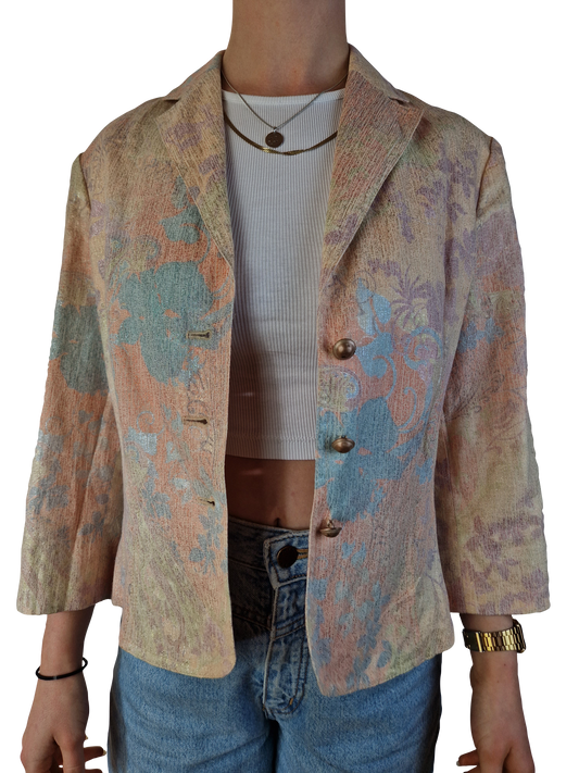 Vintage Peter Hahn Blazer Leinen & Baumwolle Pastellfarben (38) S-M