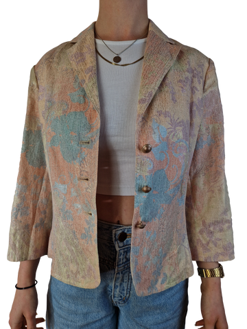 Vintage Peter Hahn Blazer Leinen & Baumwolle Pastellfarben (38) S-M