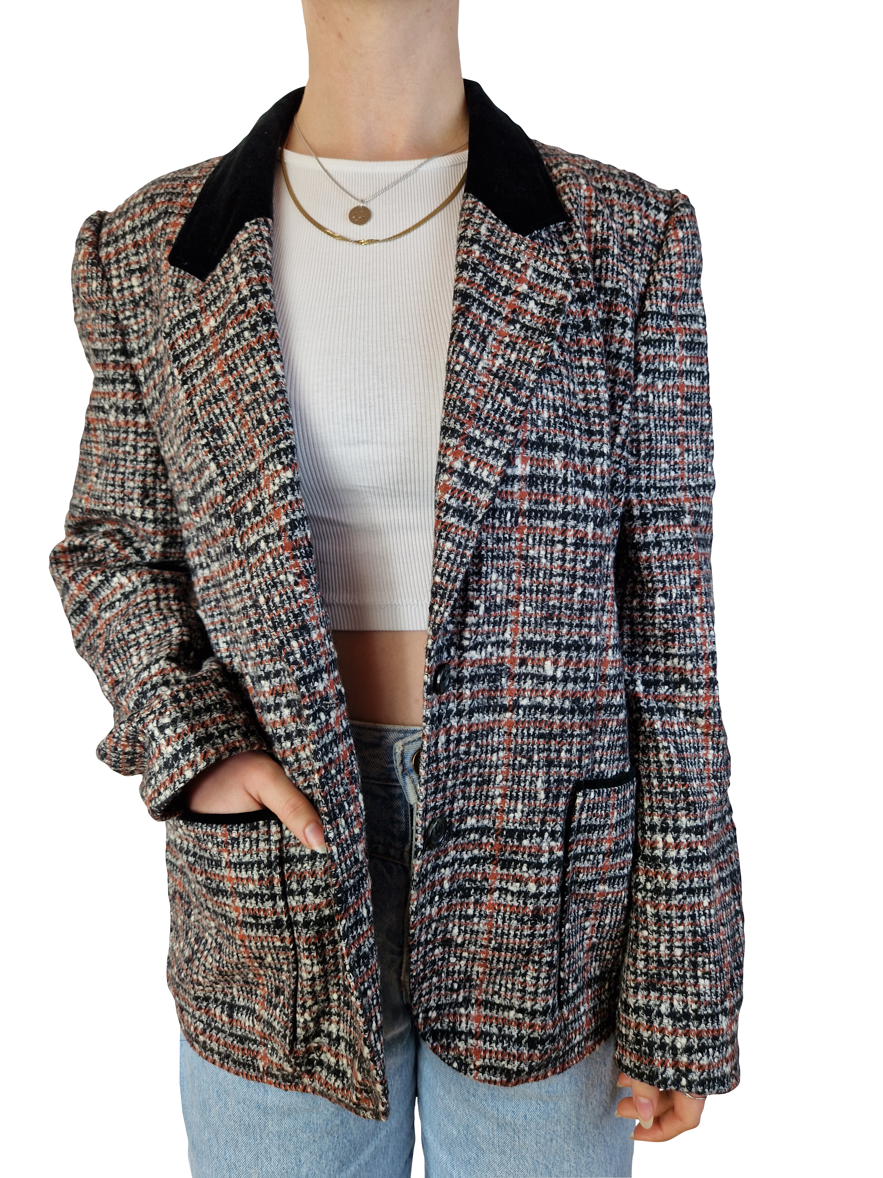 Vintage Aigner Wollsakko Kariert Braun Schwarz (40) M-L - RareRags