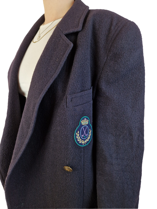 Vintage Aigner Sakko Made In West Germany Wolle Golf Sport Dunkelblau (40) M-L