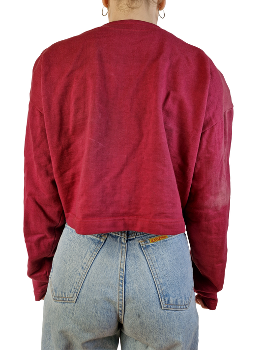 Vintage NoName Blazer 70s Mit Steinen Art Bestickt Rot (38) XS-S