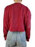 Vintage NoName Blazer 70s Mit Steinen Art Bestickt Rot (38) XS-S