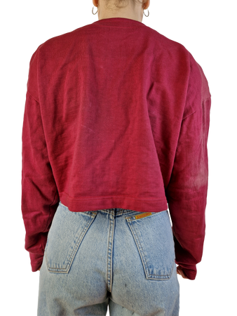 Vintage NoName Blazer 70s Mit Steinen Art Bestickt Rot (38) XS-S