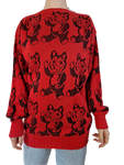 Vintage Designer Strickpullover 80s Bären Made In West Germany Rot Schwarz S-M