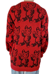 Vintage Designer Strickpullover 80s Bären Made In West Germany Rot Schwarz S-M