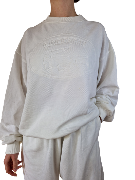 Rare! Vintage Lacoste Trainingsanzug Baumwolle Pikee Made In France Weiß (46) M