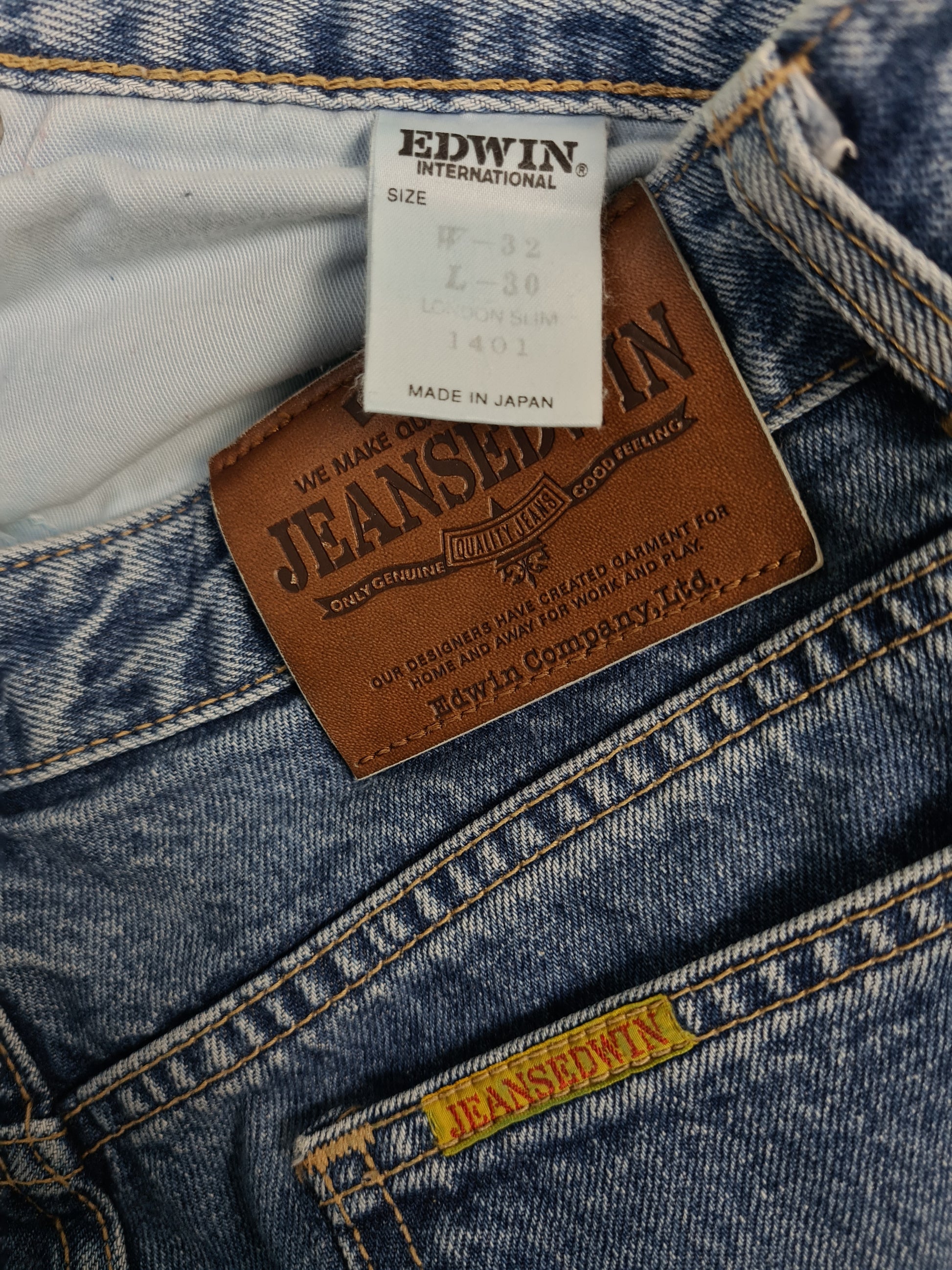 Vintage Edwin Jeans London Slim Made In Japan Blau W32 L30 - RareRags