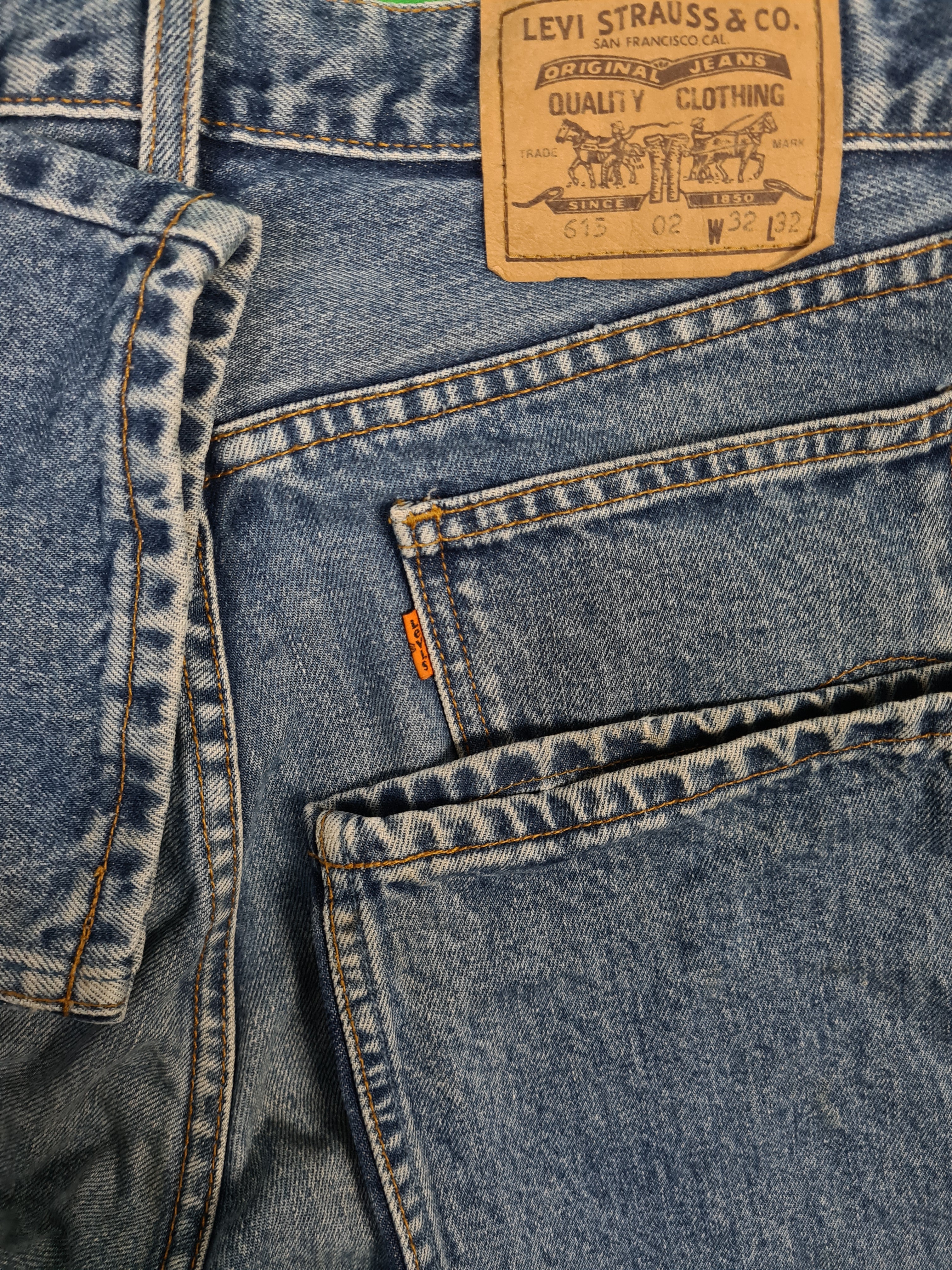 Vintage Levis Jeans 615 02 Orange Made In Croatia C1 Tab Blau W32 L32 - RareRags