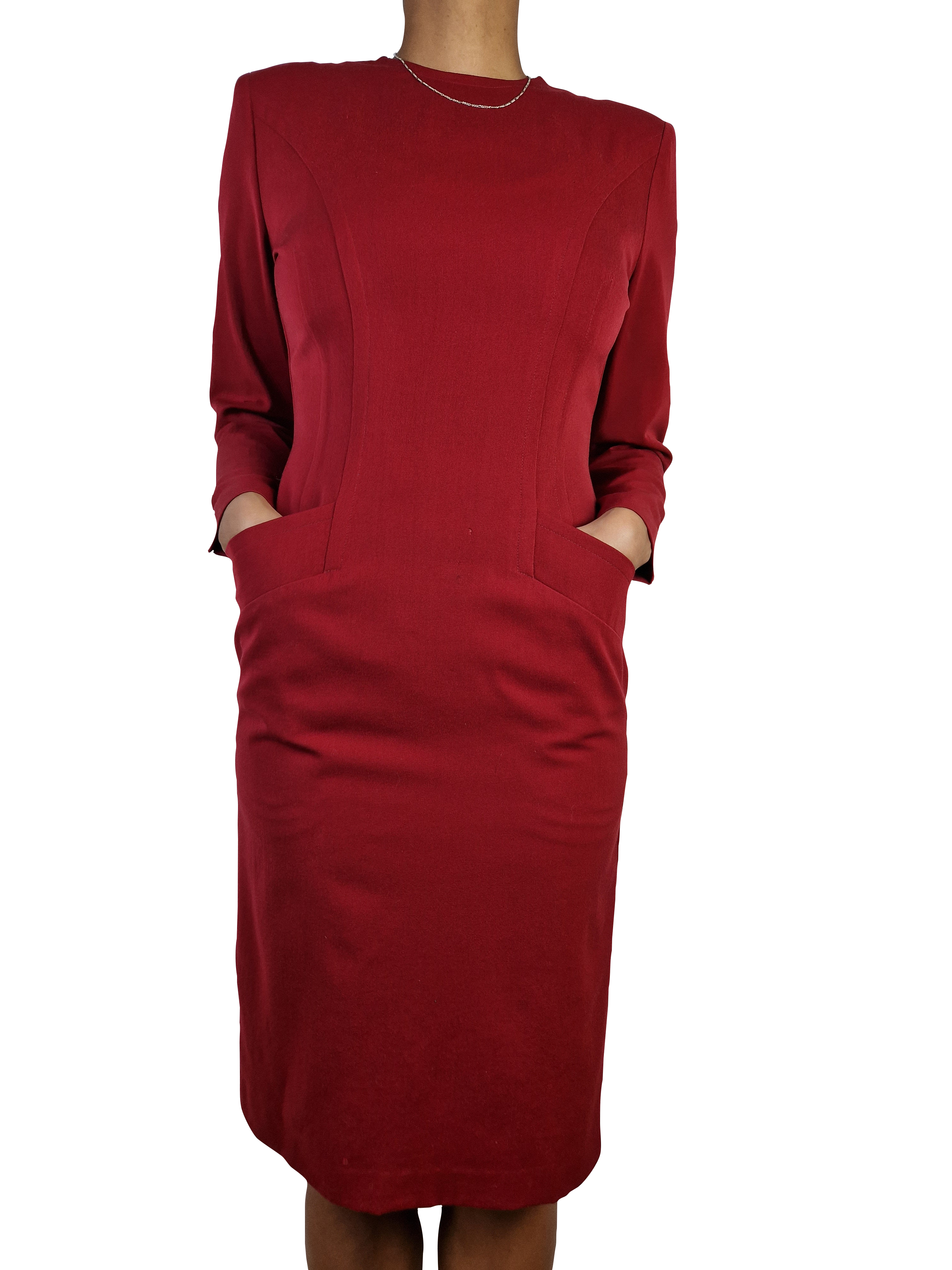 Vintage Jil Sander Kleid Schurwolle Made In West Germany Rot (38) M-L - RareRags