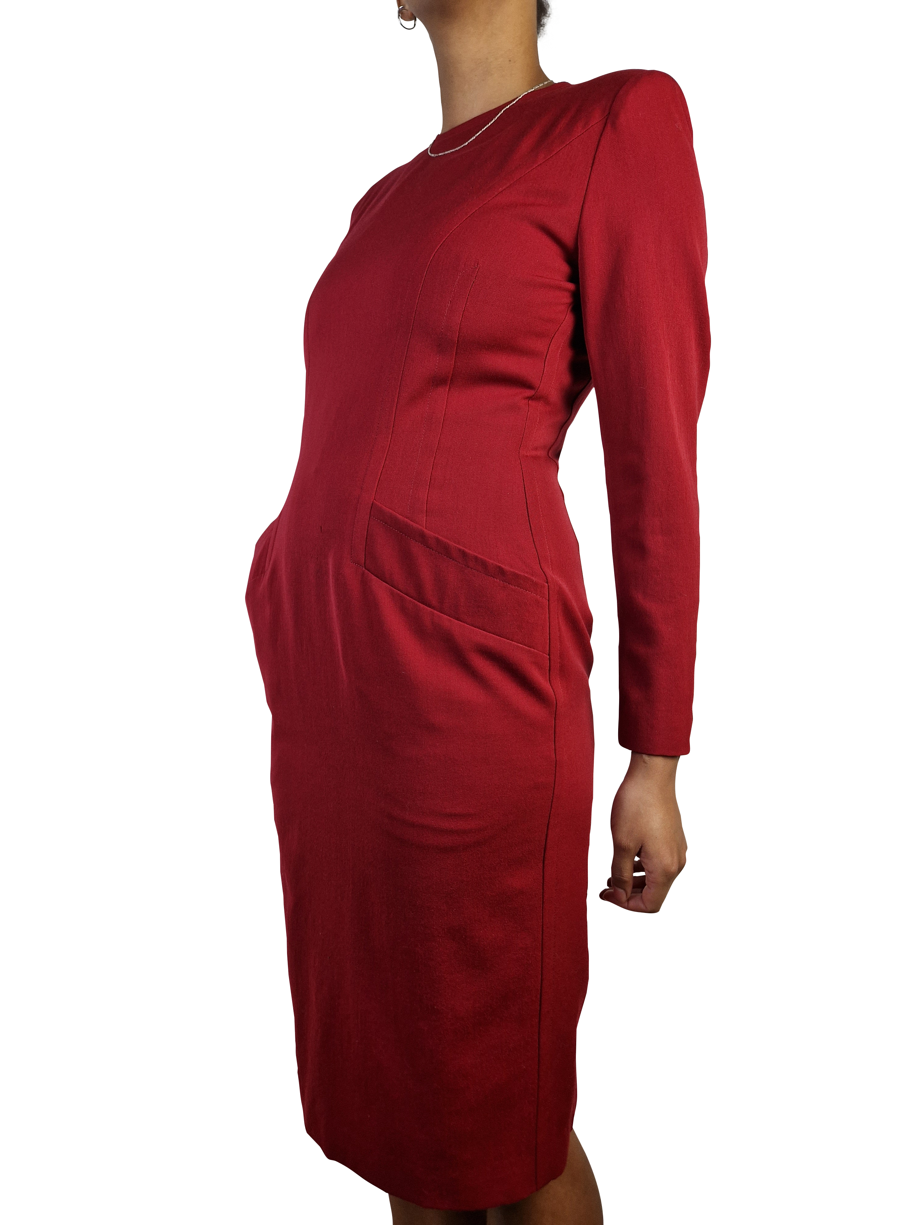 Vintage Jil Sander Kleid Schurwolle Made In West Germany Rot (38) M-L - RareRags