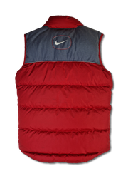 Moderne Nike Daunenweste Puffer Rot Grau S-M - RareRags
