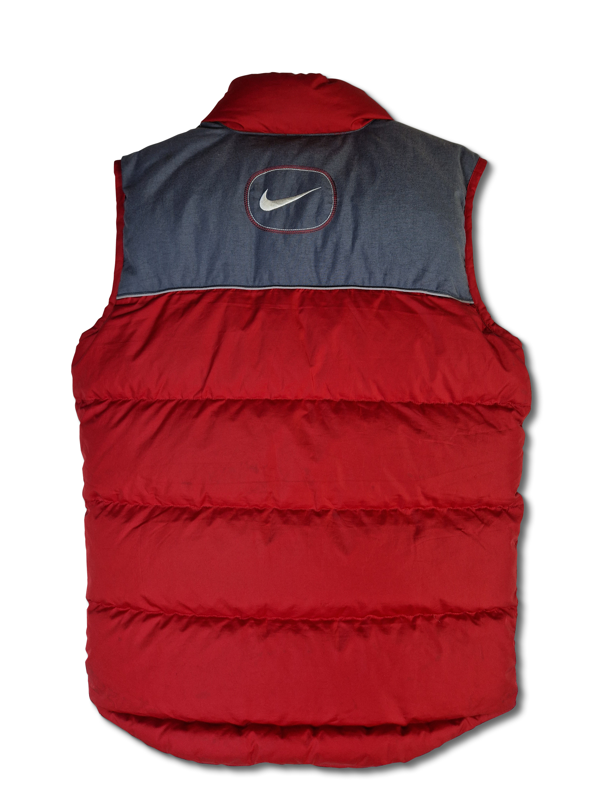 Moderne Nike Daunenweste Puffer Rot Grau S-M - RareRags