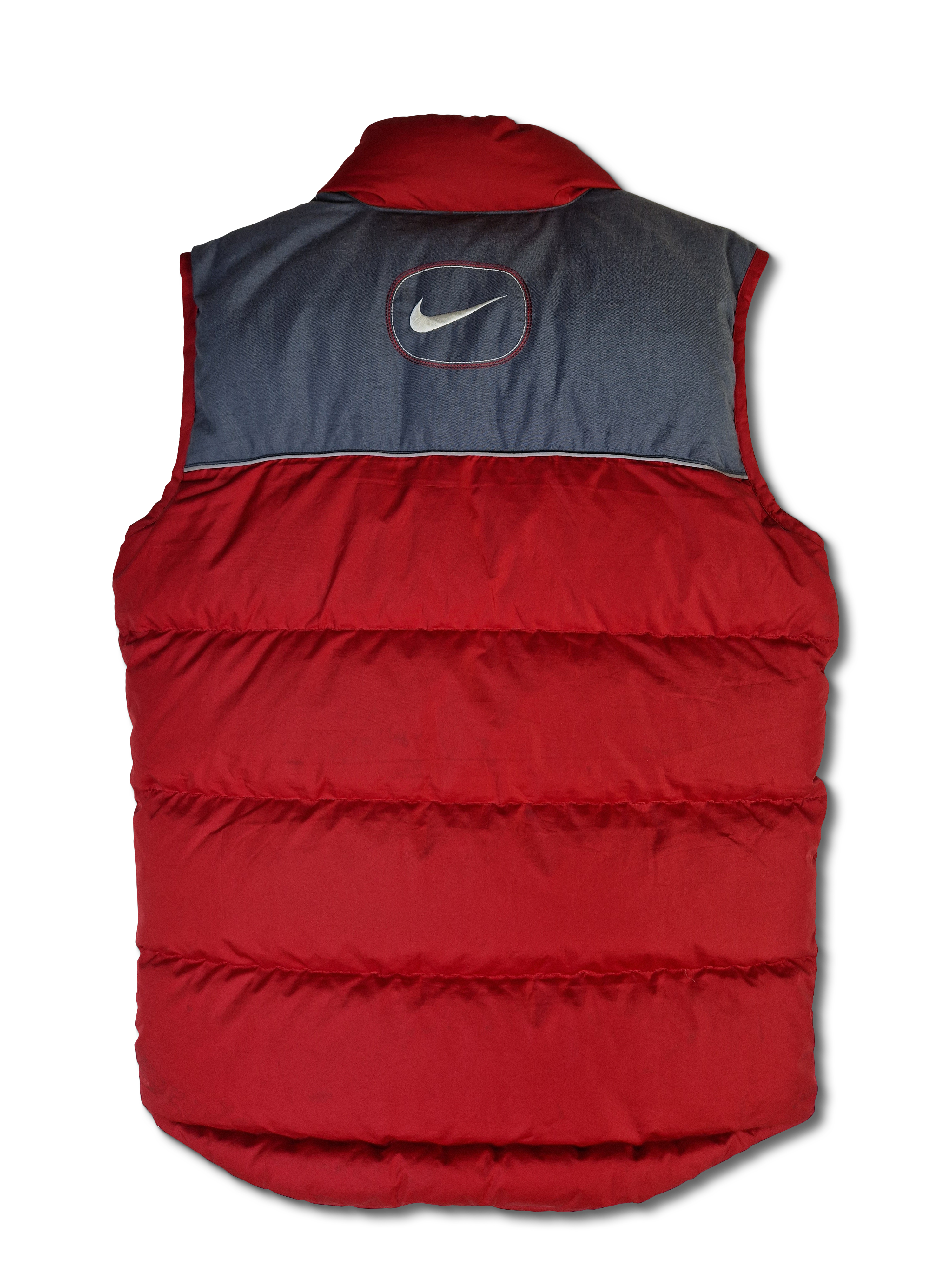 Moderne Nike Daunenweste Puffer Rot Grau S-M - RareRags