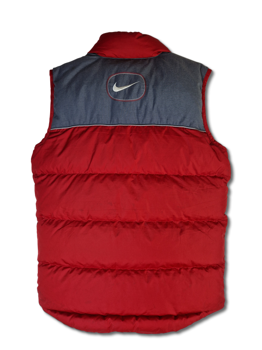 Moderne Nike Daunenweste Puffer Rot Grau S-M